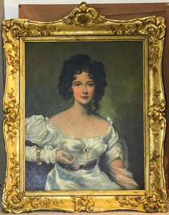 Antique 19th c. Portrait Oil Painting of a Lady