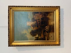 Antike britische Ölgemälde des 19. Jahrhunderts von G. Wylle Ländliche Landschaft Vergoldeter Rahmen