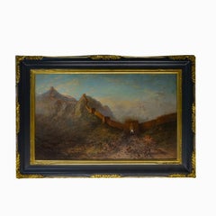 Antique 19th Century China Trade "Great Wall of China" oil painting Silk Road