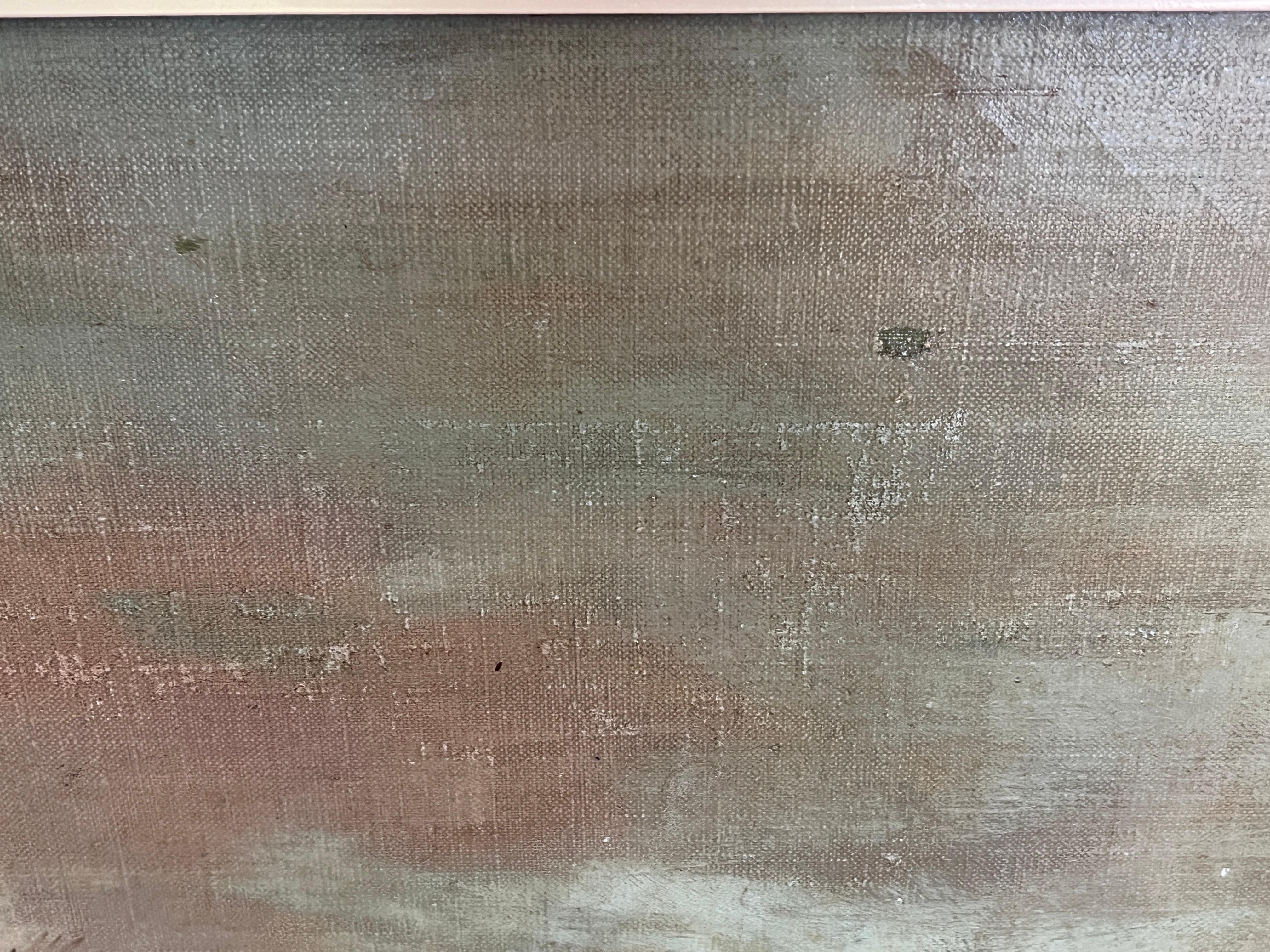 Peinture à l'huile ancienne du 19ème siècle - Coucher de soleil sur l'étang, encadrée en vente 5