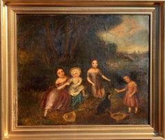 Antique 19th century or older Dutch School oil painting on canvas, genre scene