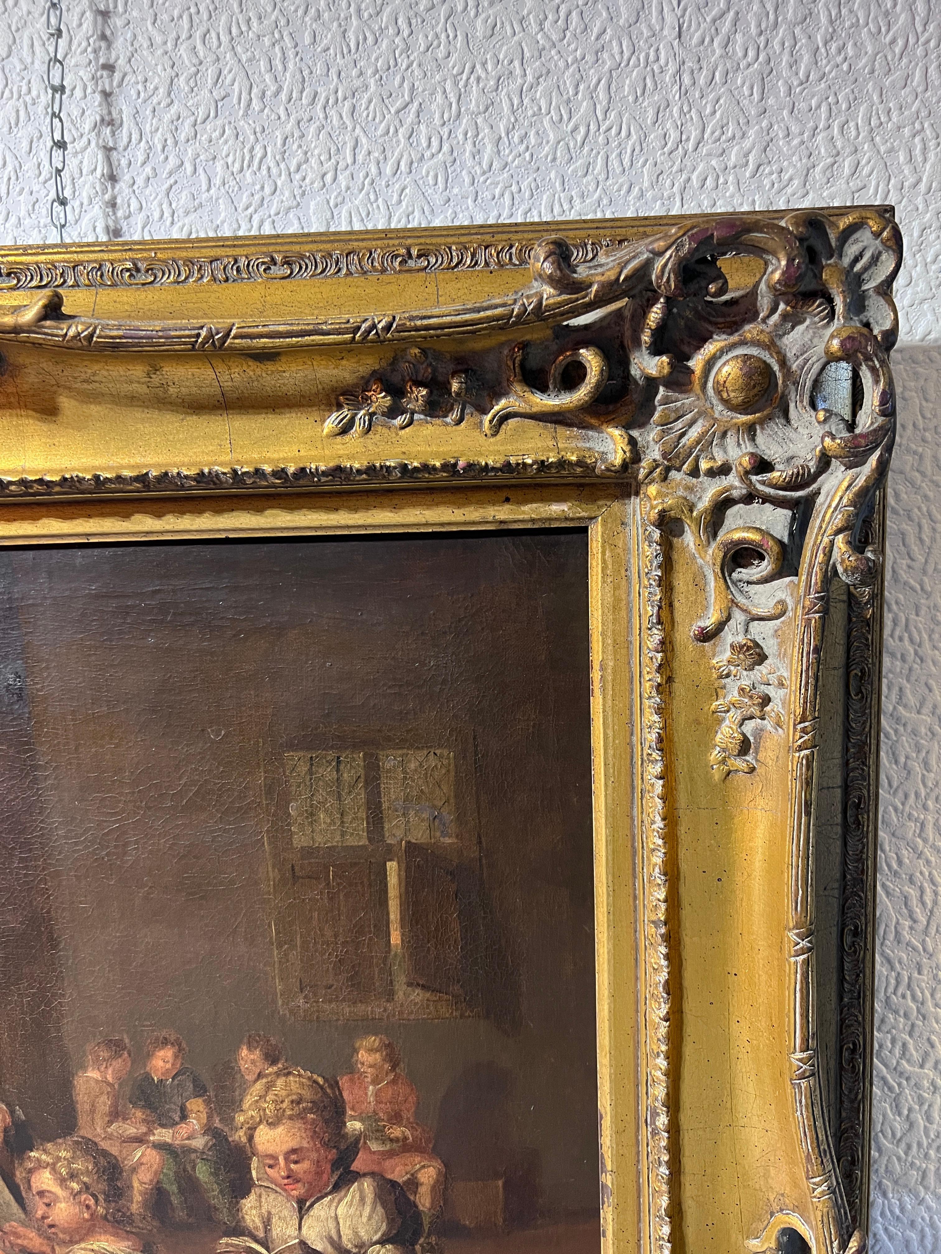 Antique  Dutch School original oil painting on canvas, Genre scene For Sale 11
