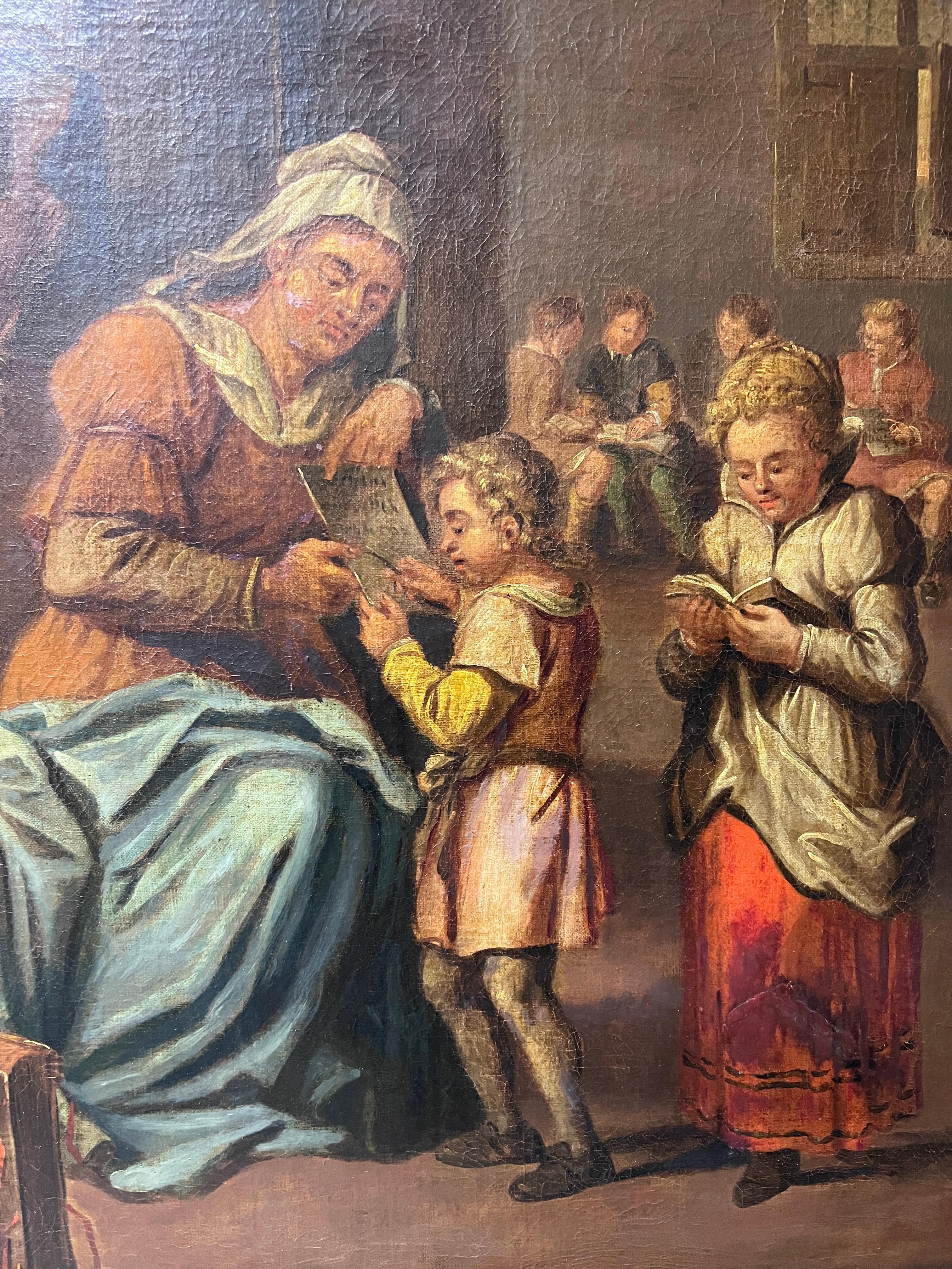 Antique  Dutch School original oil painting on canvas, Genre scene For Sale 3