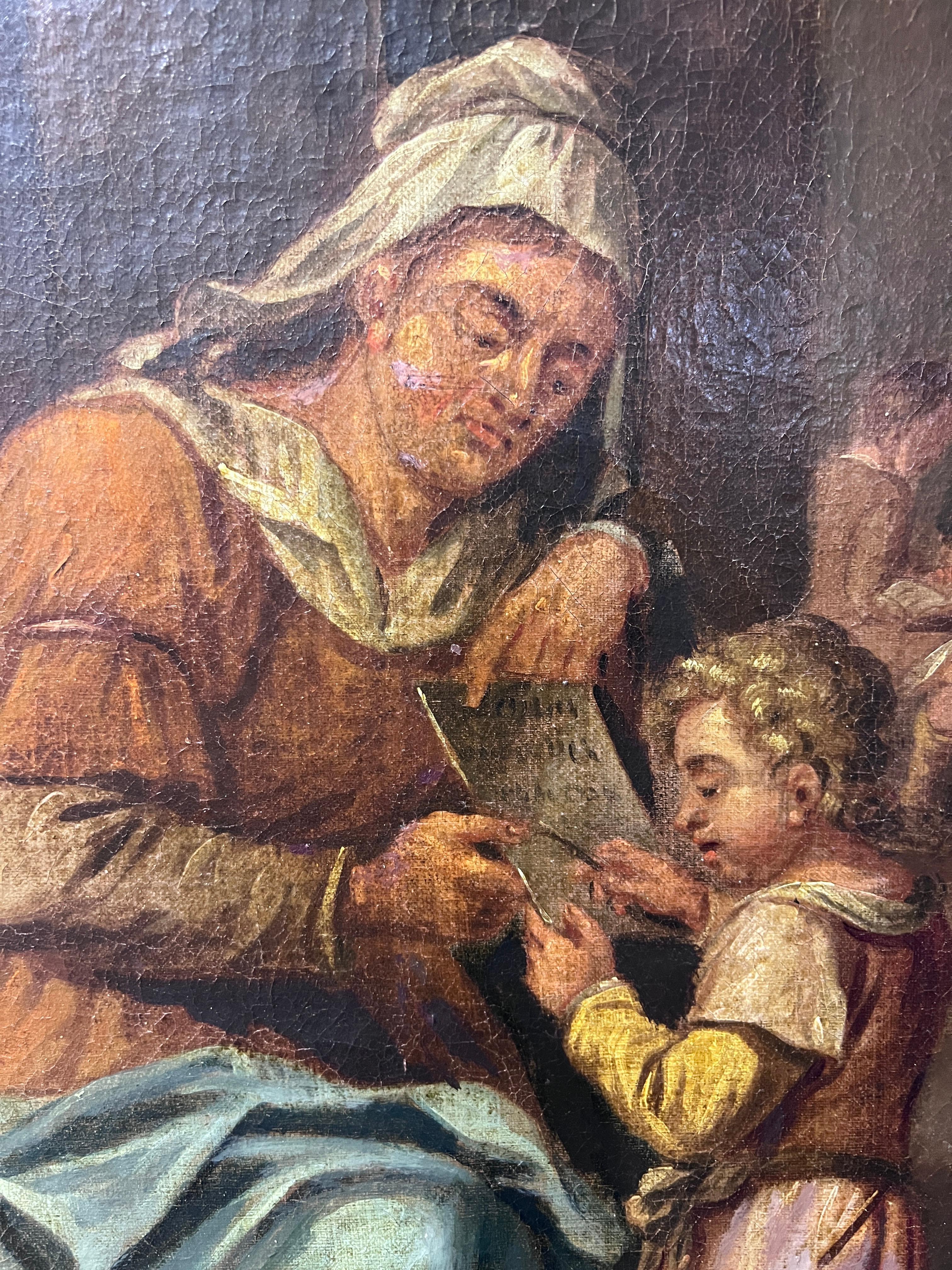 Antique  Dutch School original oil painting on canvas, Genre scene For Sale 5