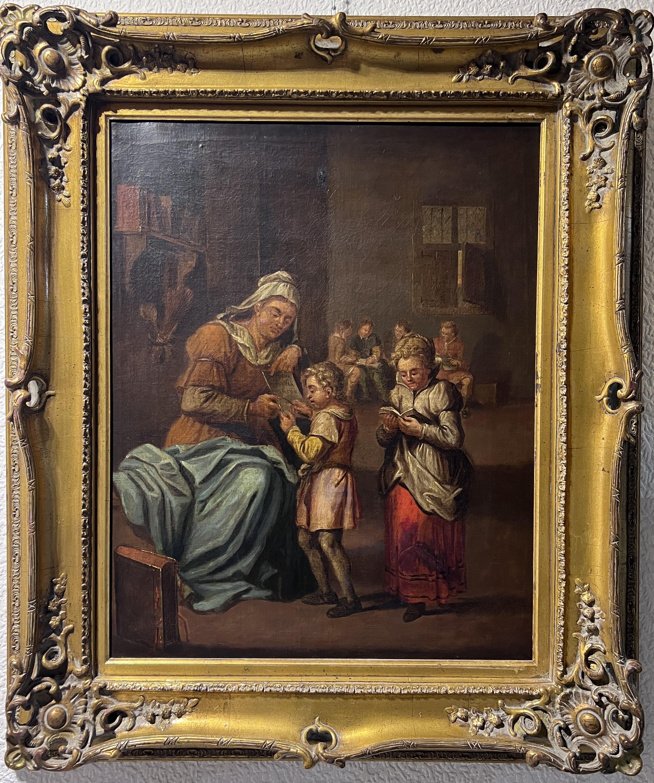 Unknown Figurative Painting - Antique  Dutch School original oil painting on canvas, Genre scene