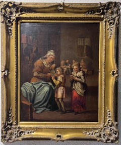 Antique  Dutch School original oil painting on canvas, Genre scene