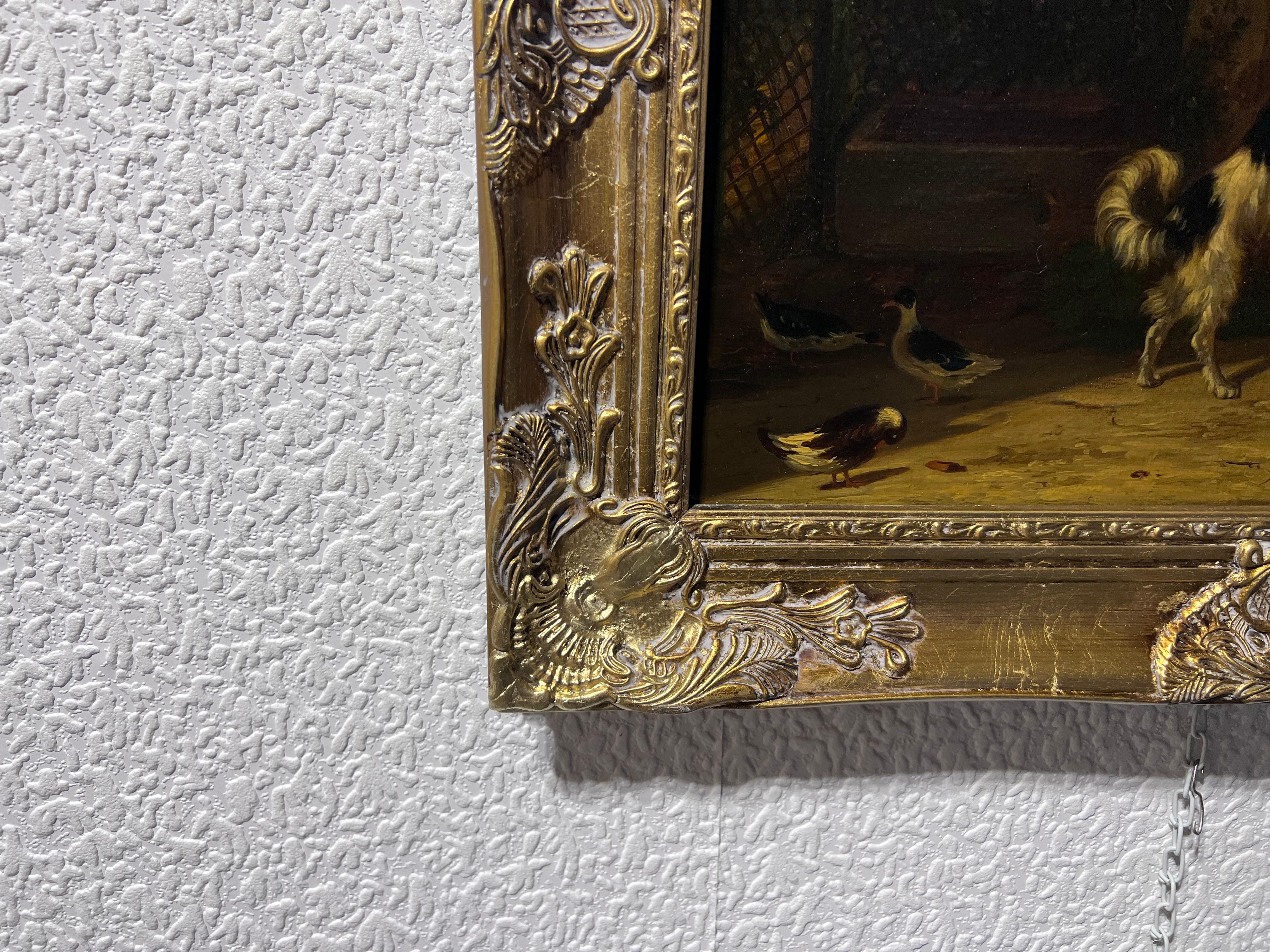 Up for sale is a phenomenal 19th century original oil painting on canvas, depicting a genre scene - two children playing with pets.
 
No visible signature on the front.

Presented in a gold frame.

The reverse of the canvas depicts the antique