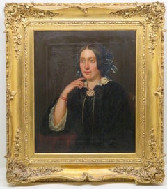 Antique 19th Century Scottish OIL PAINTING Female Portrait original gilt frame