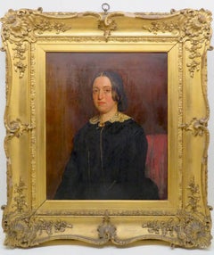 Antique 19th Century Scottish OIL PAINTING Female Portrait original gilt frame