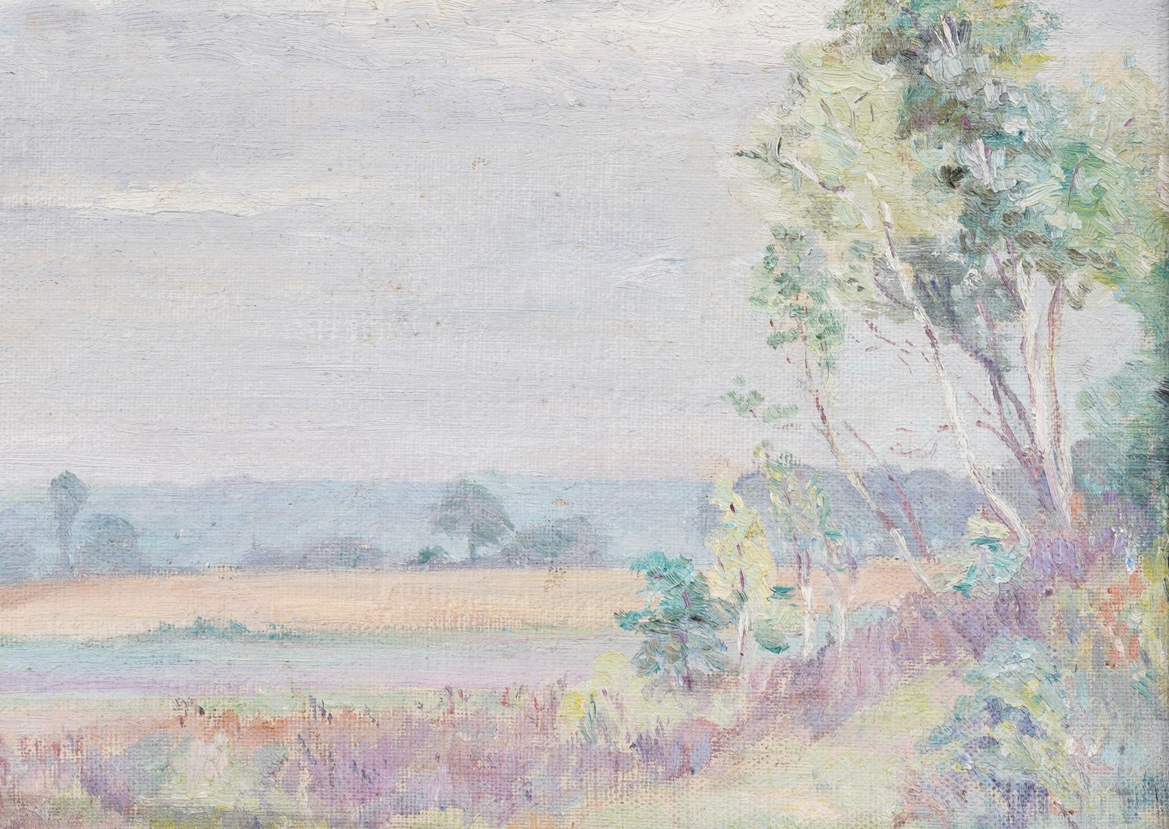 Ancienne peinture à l'huile impressionniste américaine encadrée de Stratford, Connecticut, 1918 en vente 1