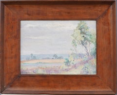 Antiguo cuadro al óleo impresionista americano de 1918 Stratford Connecticut enmarcado