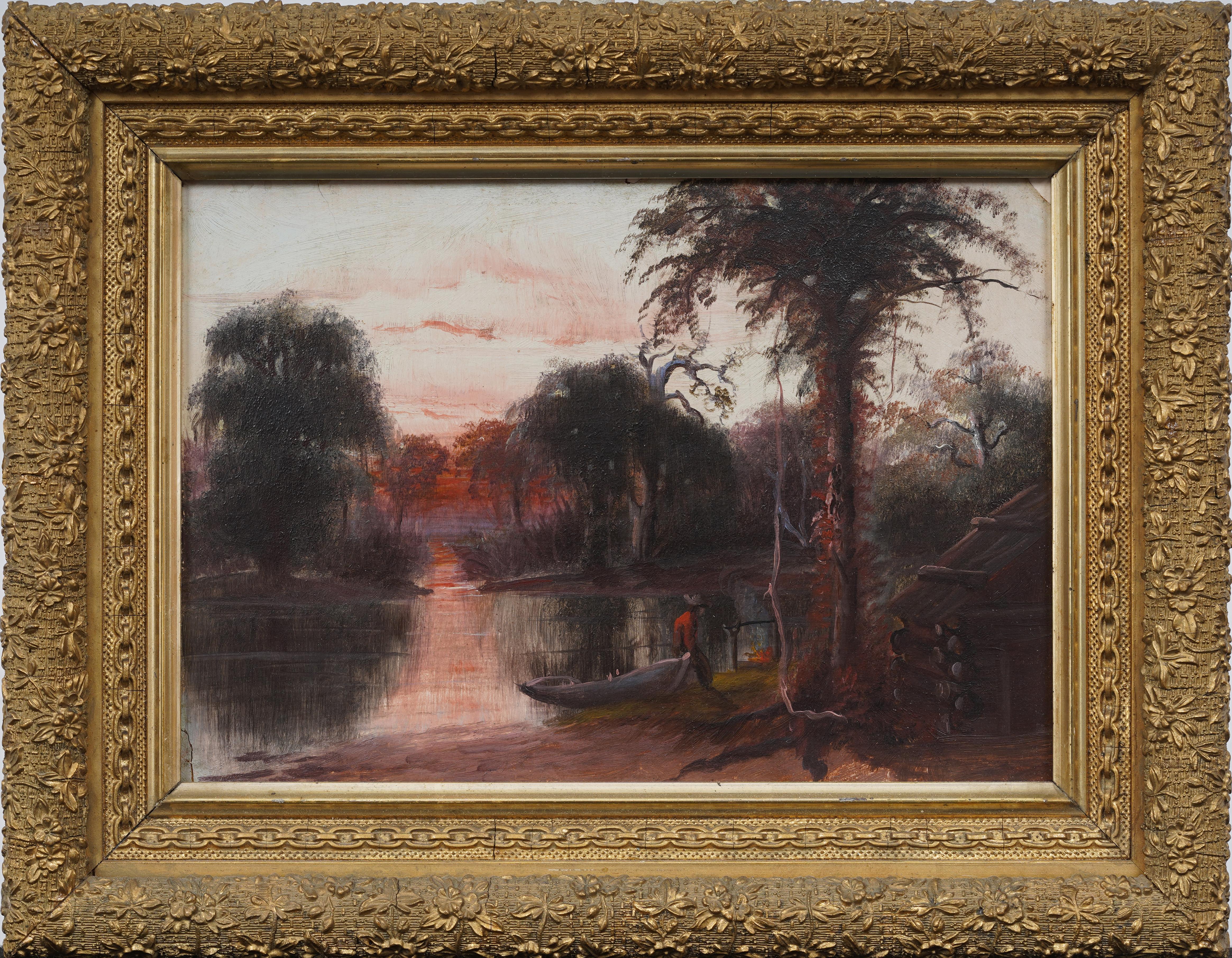 Antique American 19th Century Southern School Louisiana Landscape Oil Painting