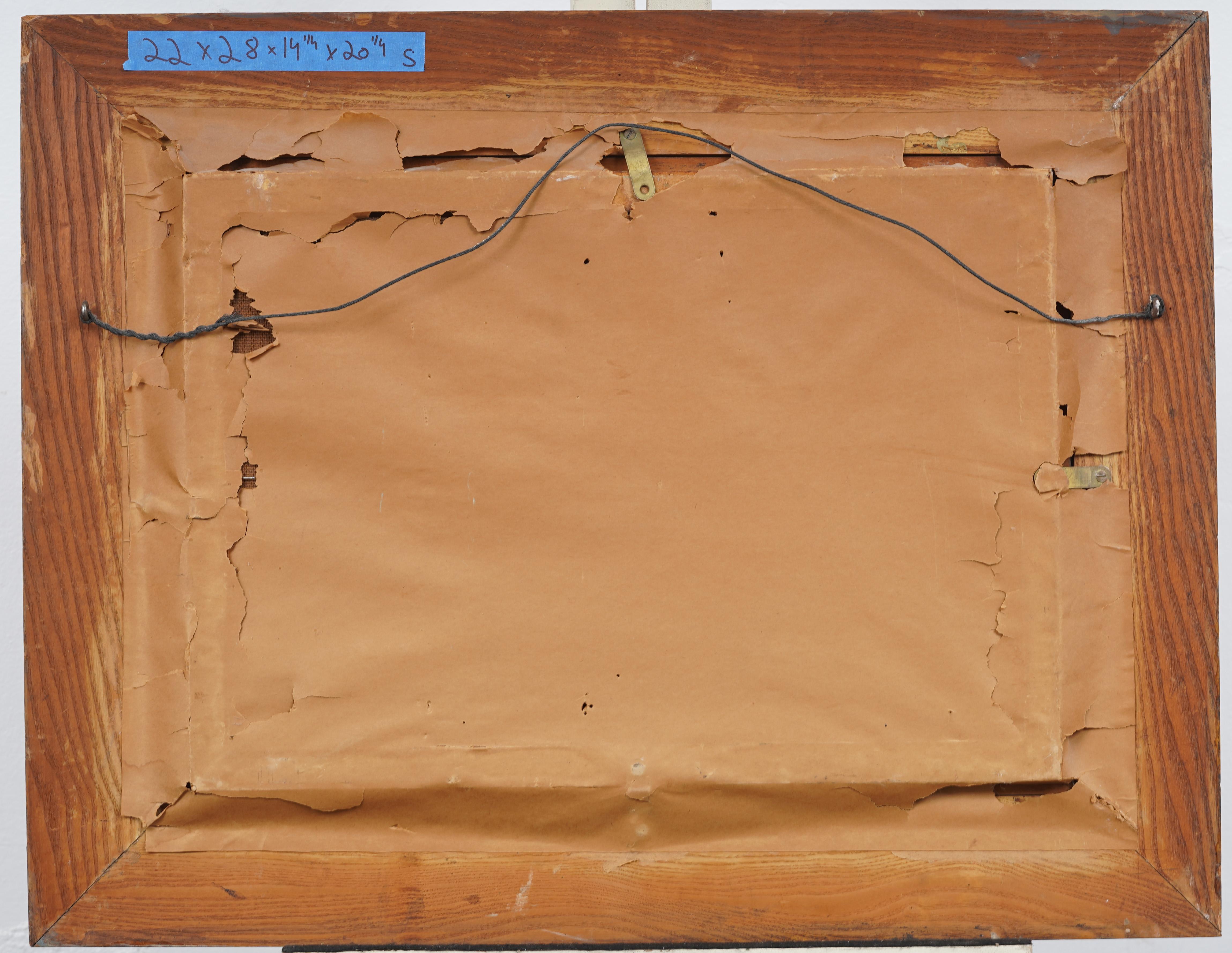 Composizione astratta modernista firmata Geist.  Olio su tavola, 1950 circa.  Firmato in basso a destra.  Esposto in una cornice di Wood.  Ottime condizioni, pronto per essere appeso.