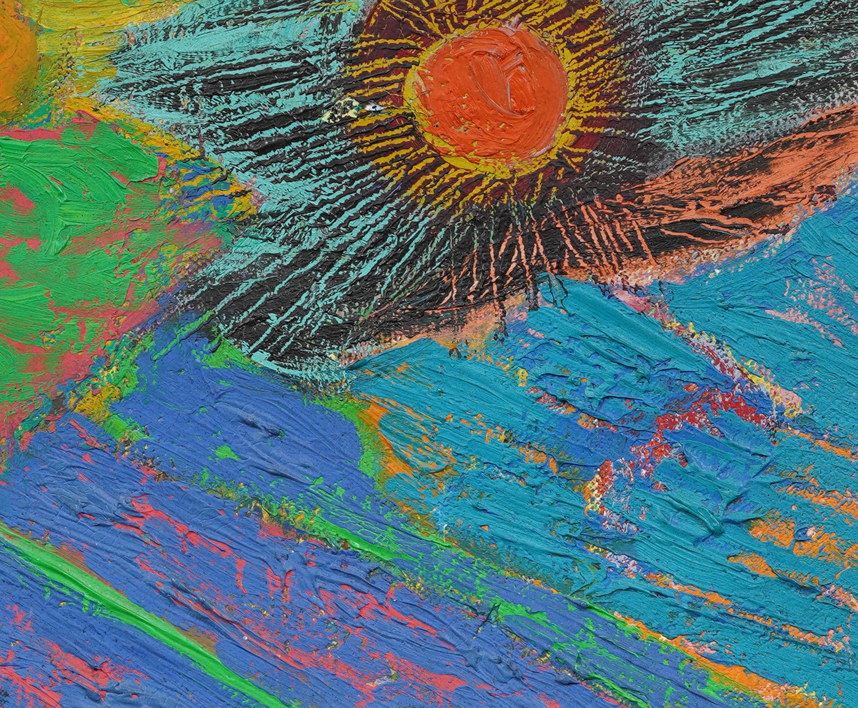 Pittura astratta a olio d'epoca. Olio su tavola.   Firmato sul retro.  Incorniciato.  In eccellenti condizioni originali. Incorniciato in una splendida cornice di  modanature in legno.  In condizioni eccellenti, pronto per essere appeso e goduto. 