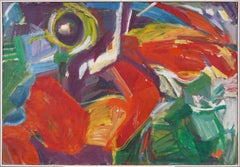 Ancienne peinture à l'huile expressionniste abstraite américaine encadrée de New York