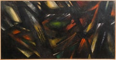 Ancienne peinture à l'huile expressionniste abstraite américaine, encadrée et signée
