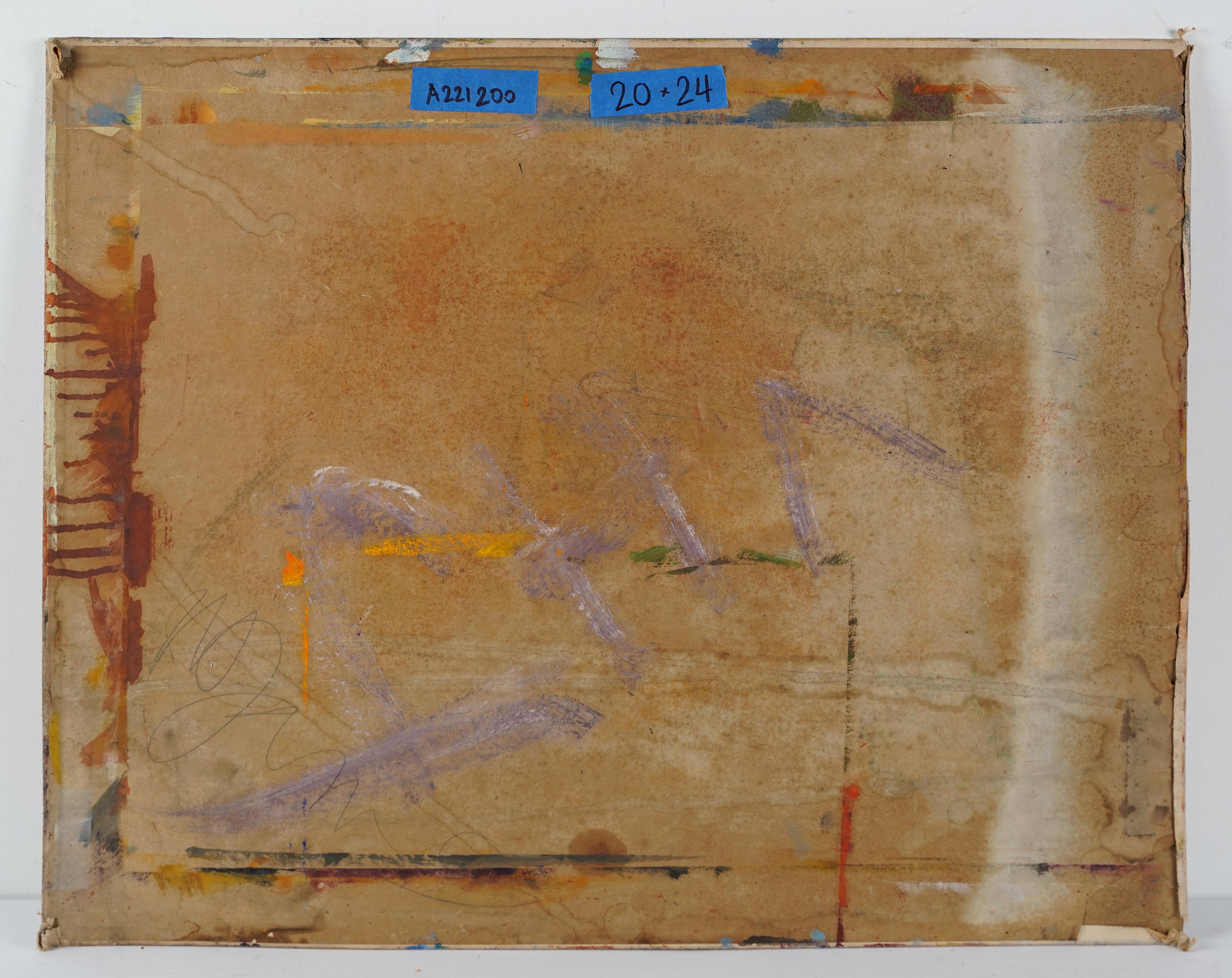 Antiguo cuadro al óleo expresionista abstracto americano de la Escuela de Nueva York circa 1940 en venta 1
