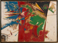 Antique American Abstract Expressionist Signed Original Indian Space Painting