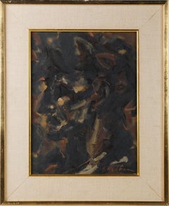 Antique American Abstract Expressionist Signed Vintage Original Oil Painting
