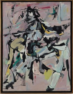 Antiguo Cuadro Expresionista Abstracto Americano Vintage Enmarcado Escuela de Nueva York