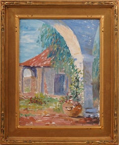 Antiguo paisaje impresionista californiano americano Pintura al óleo enmarcada