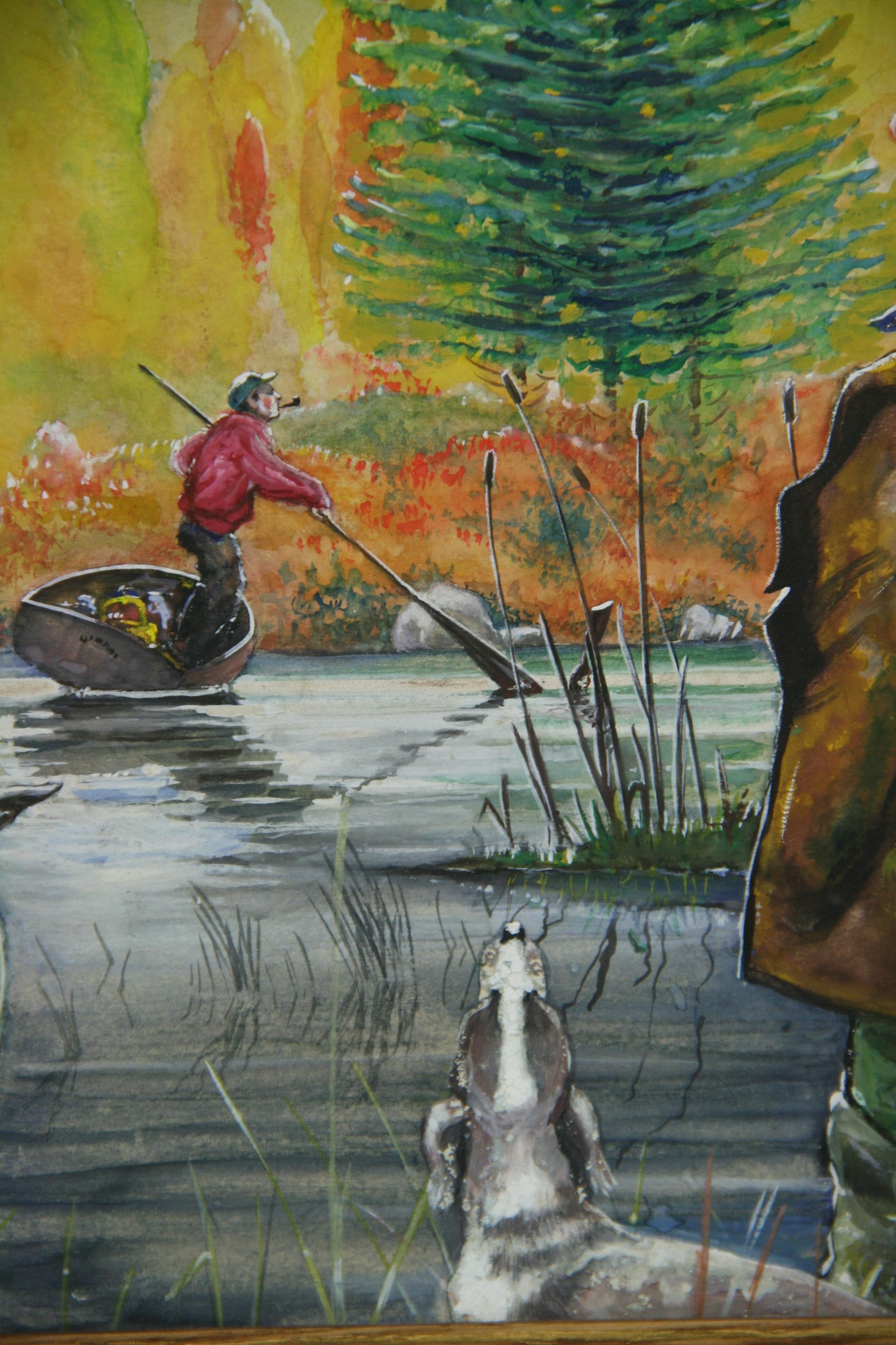 Antique American Duck Hunt Painting 1946 For Sale 10