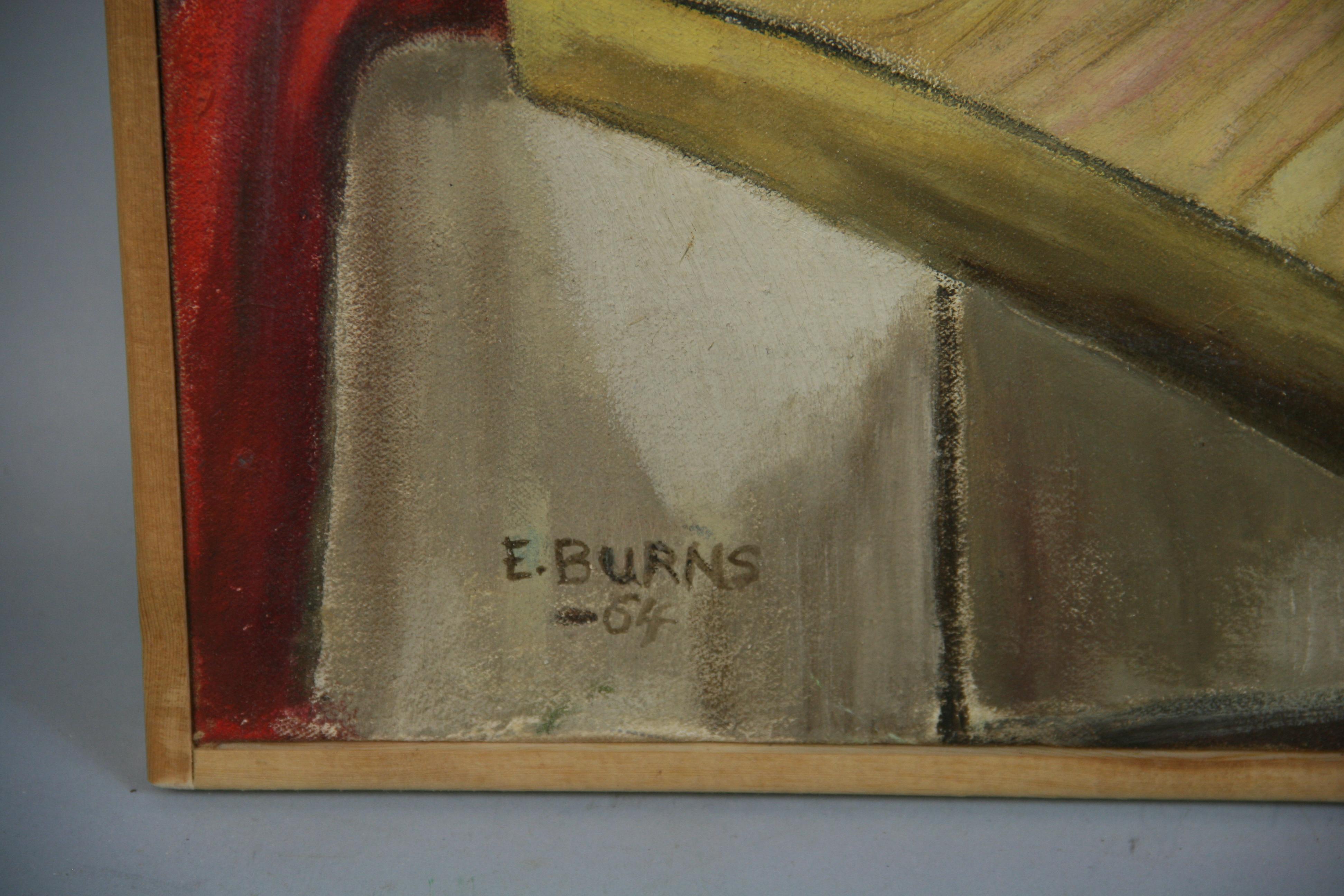 Antique American Fauvist Still Life by E.Burns 1964 For Sale 3