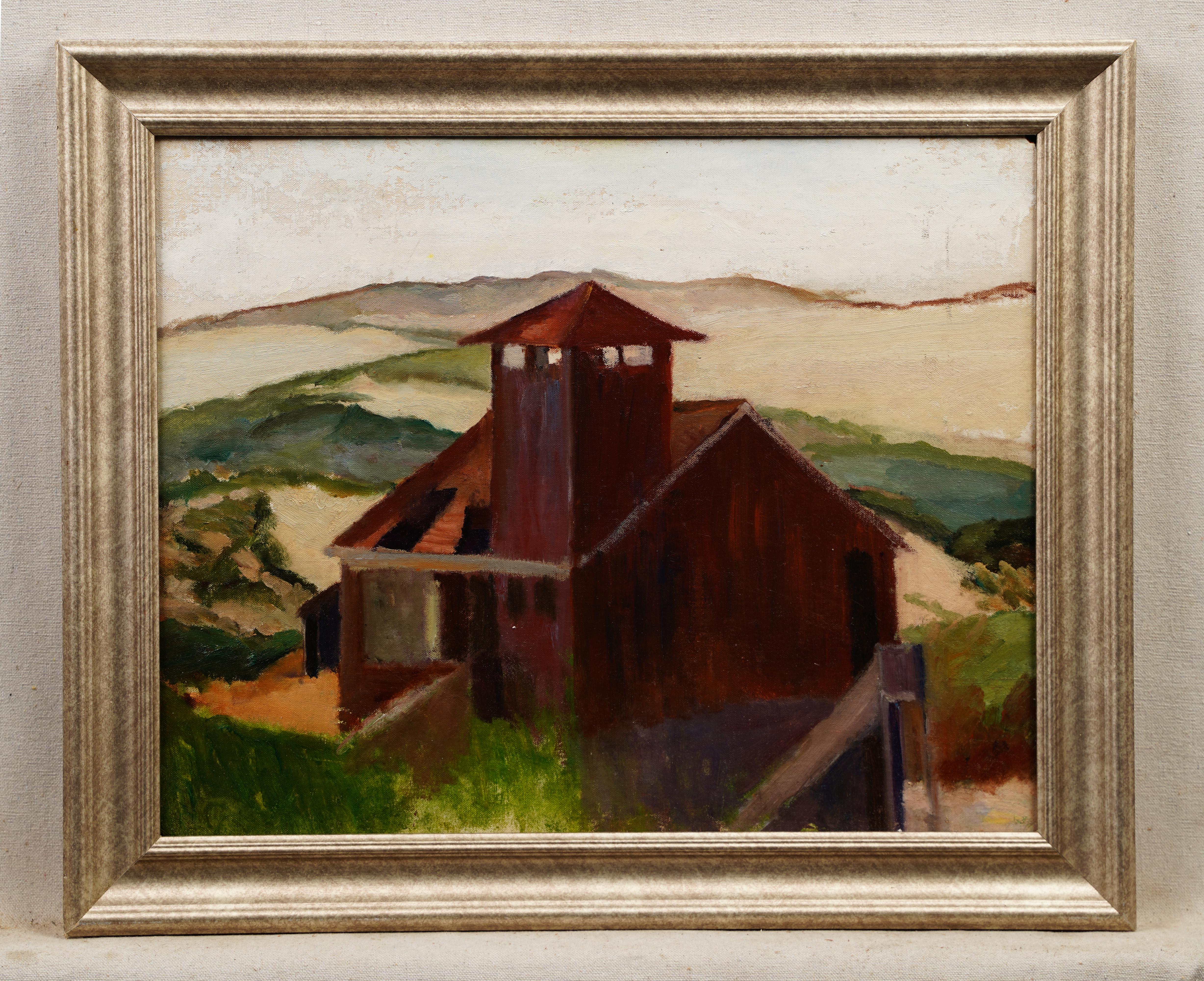 Antike amerikanische gerahmte Strandszene, modernistisches Ölgemälde, Neuengland, Ölgemälde (Moderne), Painting, von Unknown