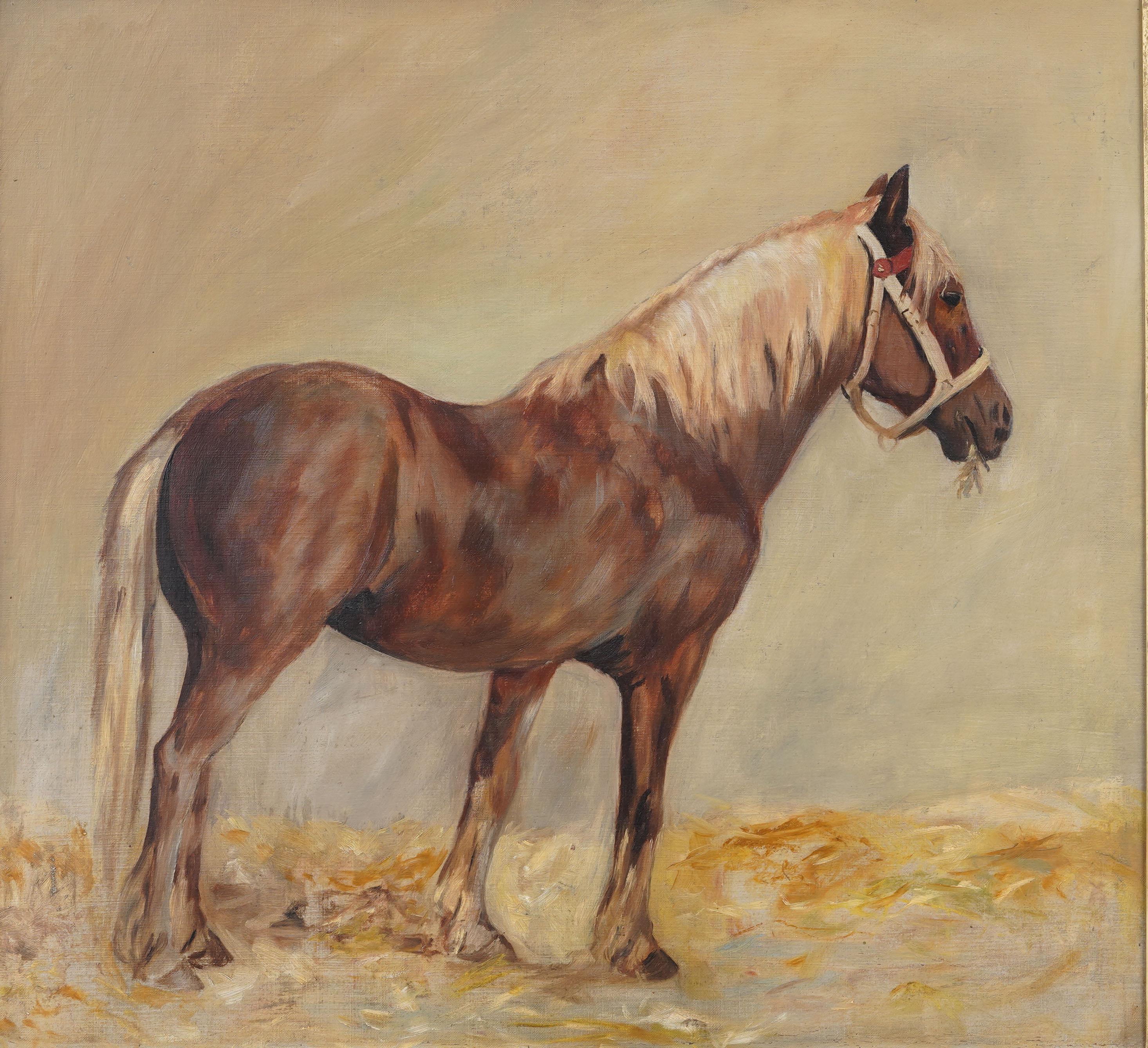Peinture impressionniste à l'huile, portrait de cheval équestre, ancienne, américaine, encadrée - Impressionnisme Painting par Unknown