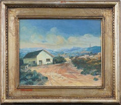 Antique American Framed Impressionist Landscape California Valley Oil Painting