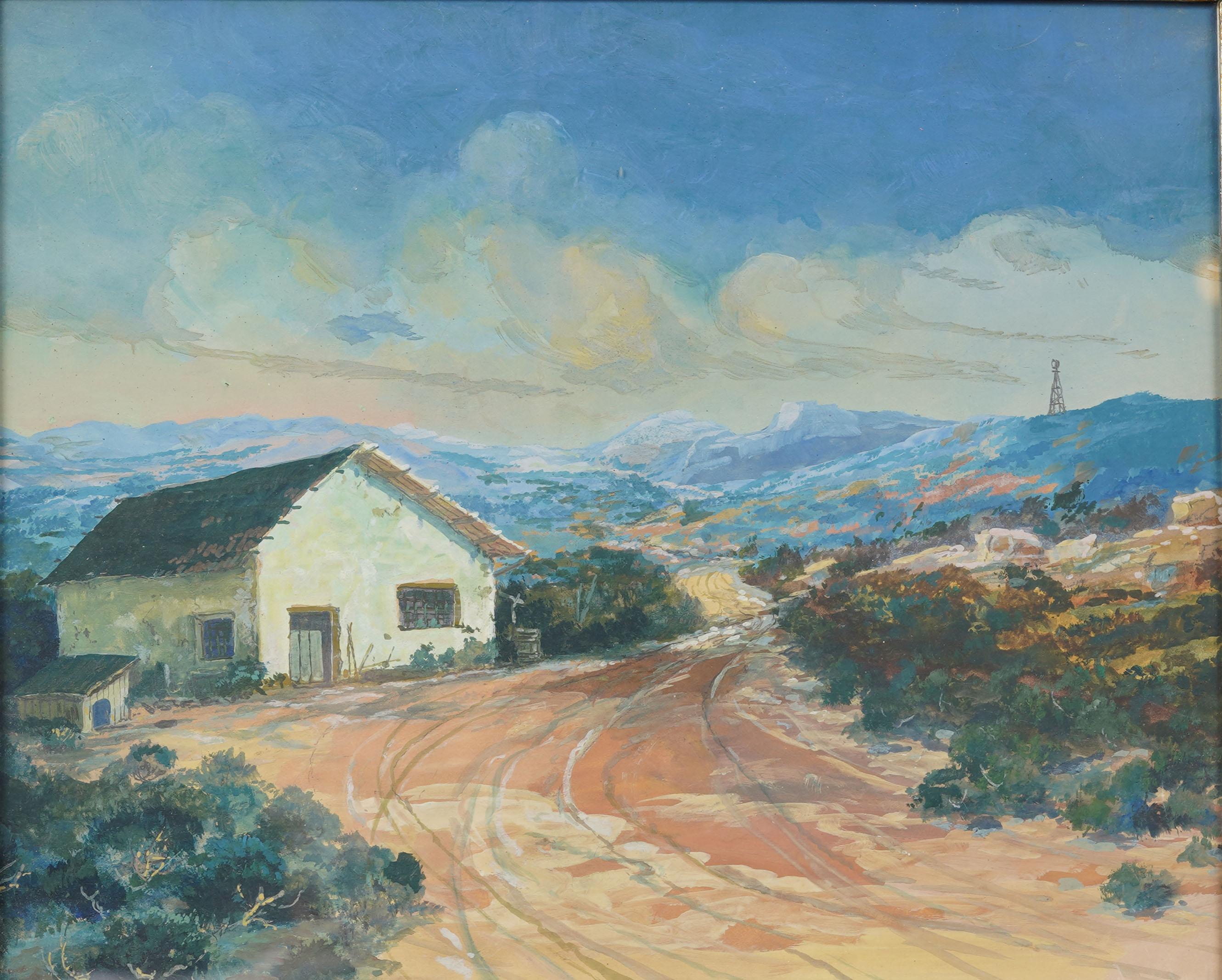 Peinture à l'huile impressionniste de la vallée de la Californie, ancienne et encadrée - Impressionnisme Painting par Unknown