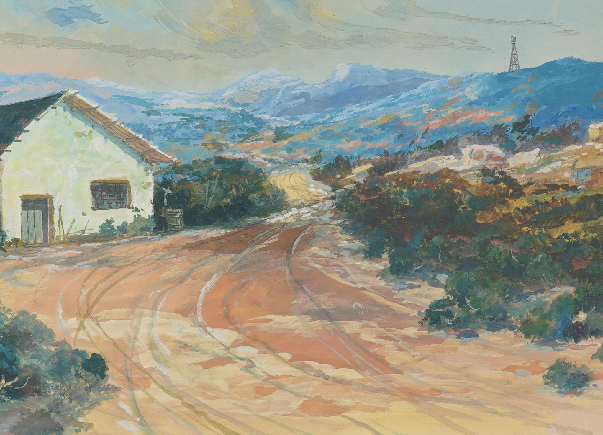 Peinture à l'huile impressionniste de la vallée de la Californie, ancienne et encadrée en vente 1