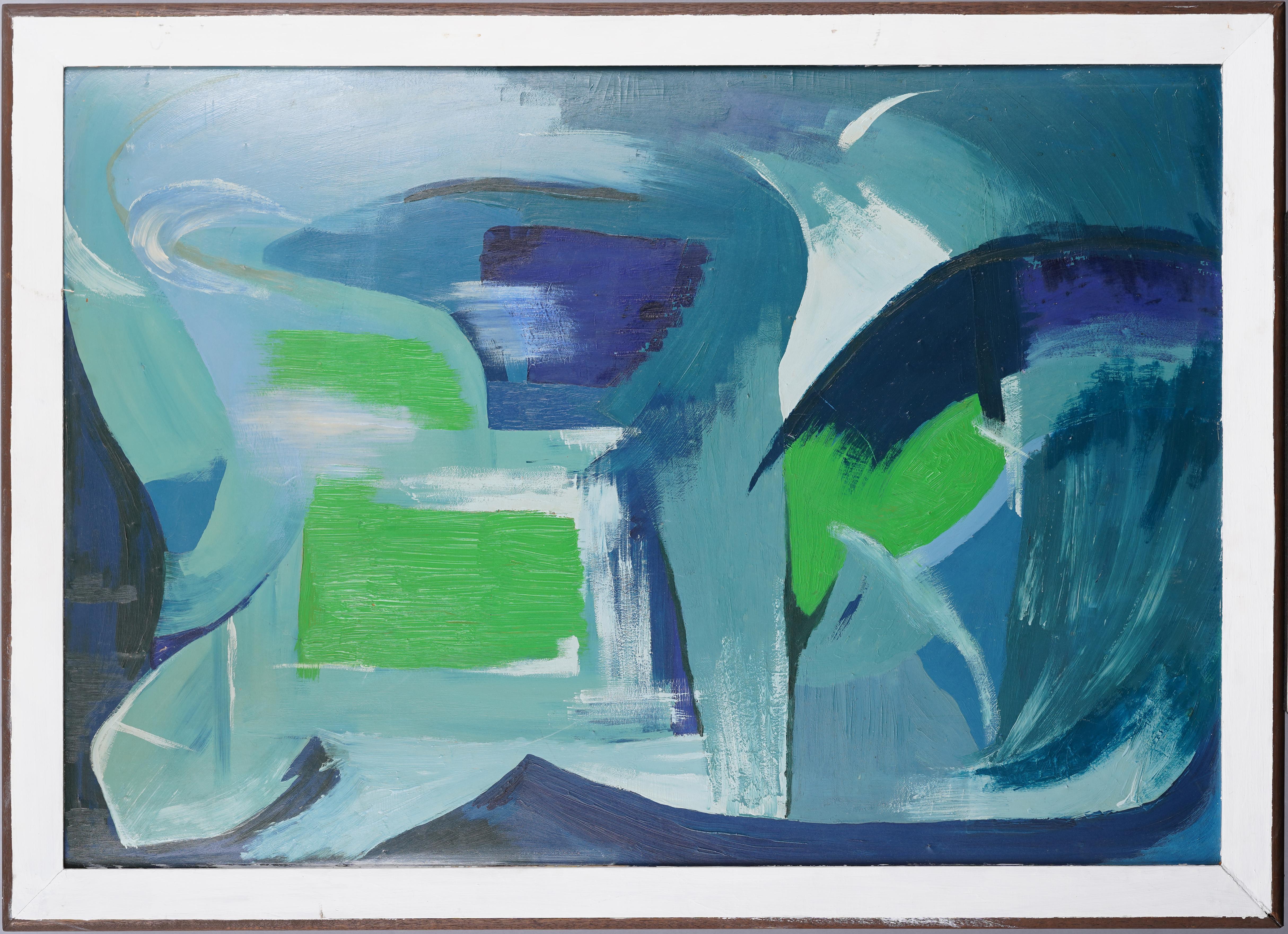 Pittura ad olio antica americana con cornice del Mid Century Modern Abstract Expressionist - Painting di Unknown