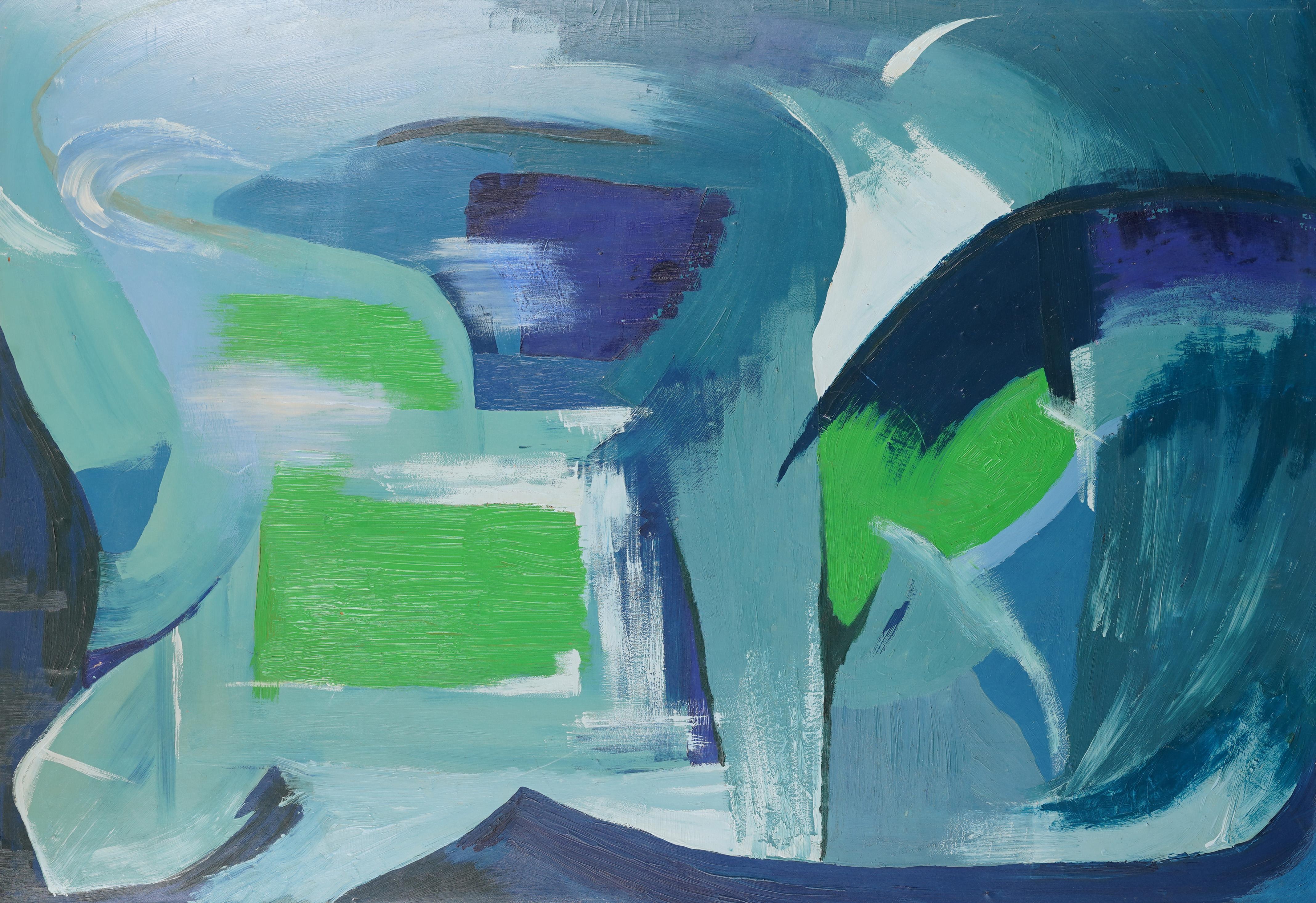 Pittura ad olio antica americana con cornice del Mid Century Modern Abstract Expressionist - Painting Espressionismo astratto di Unknown