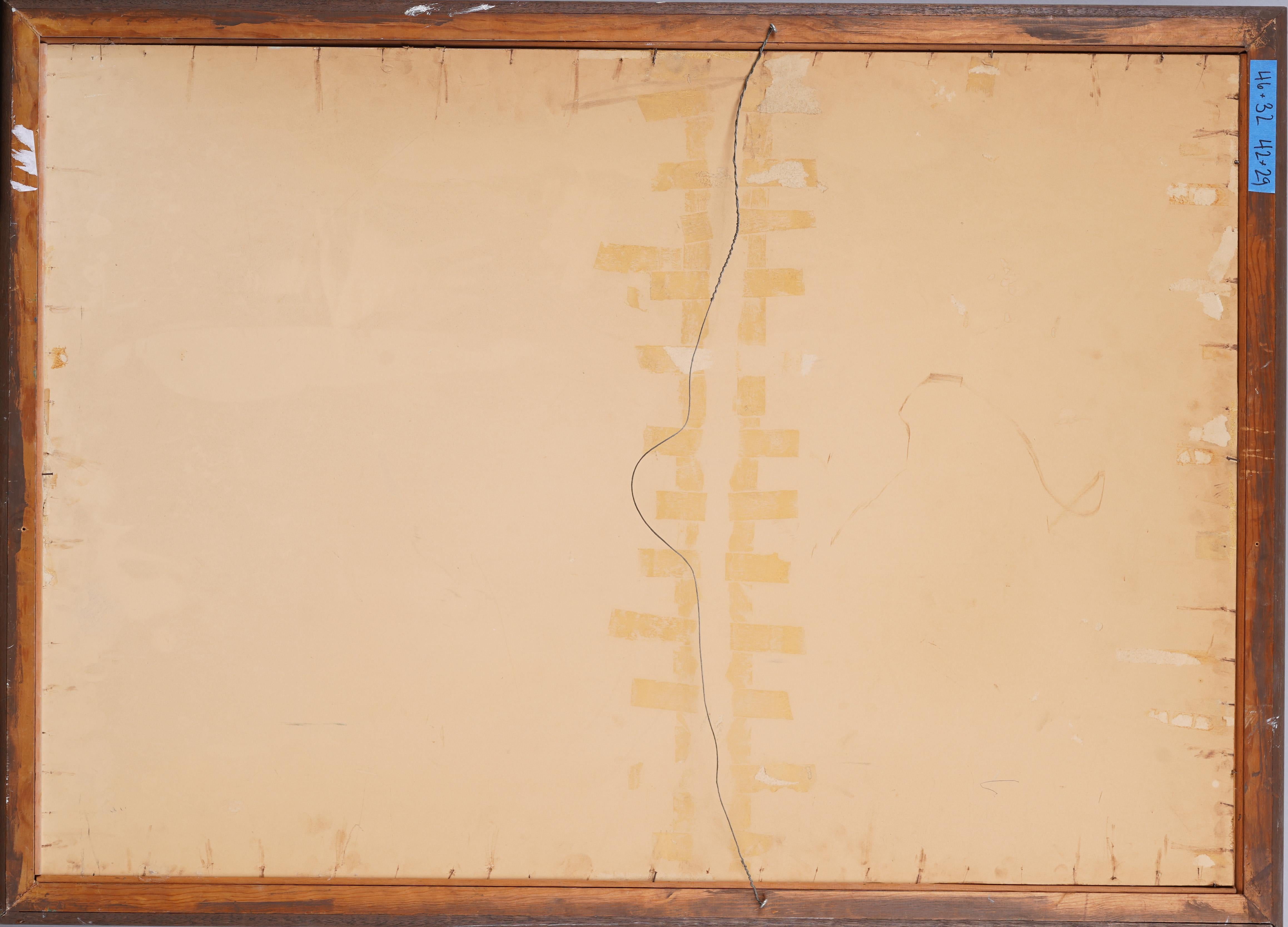 Pittura ad olio antica americana con cornice del Mid Century Modern Abstract Expressionist in vendita 1