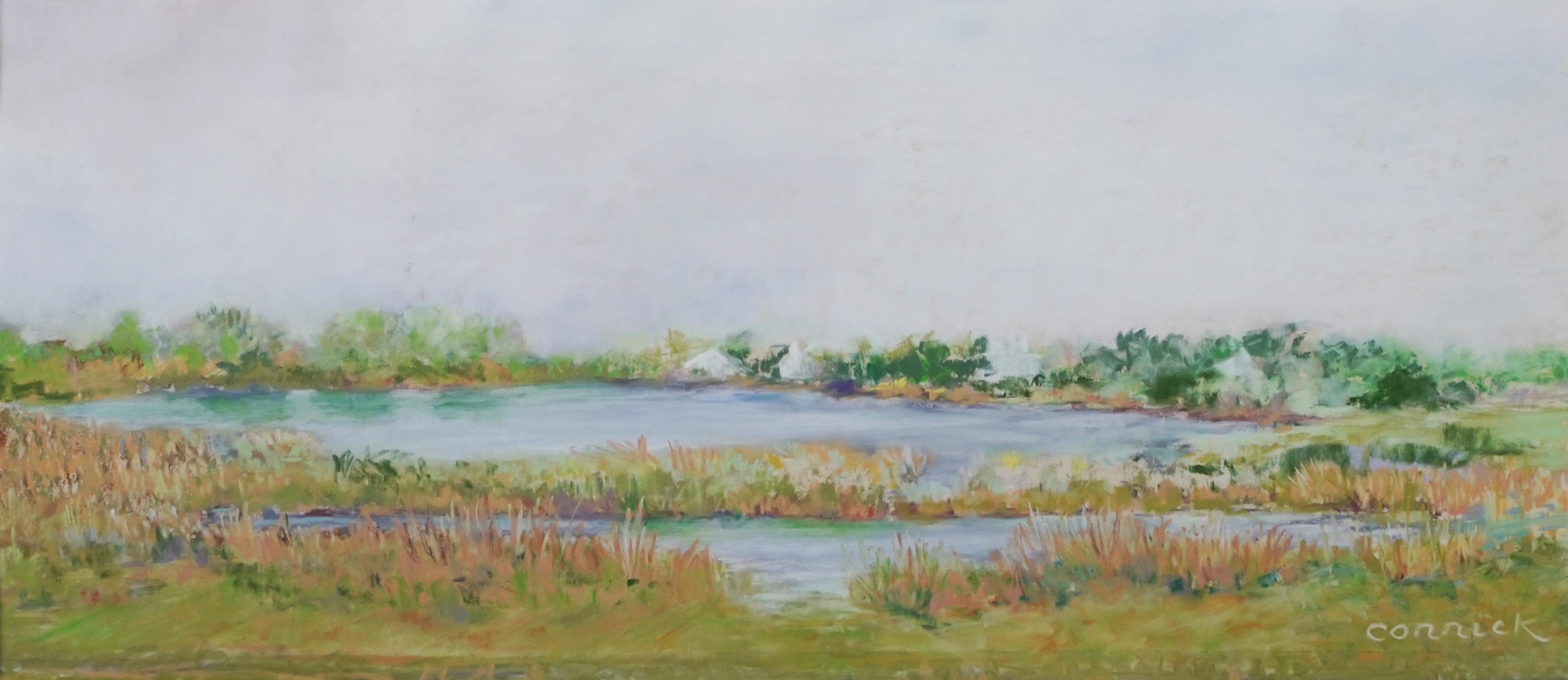 Antique American Framed Original East Hampton Beach Marsh Signed Pastel Painting For Sale 2