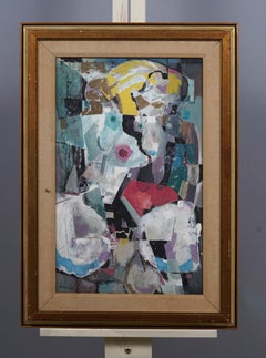 Antikes amerikanisches gerahmtes Original Vintage-Ölgemälde, abstrakter Akt, Frau, signiert, Ölgemälde