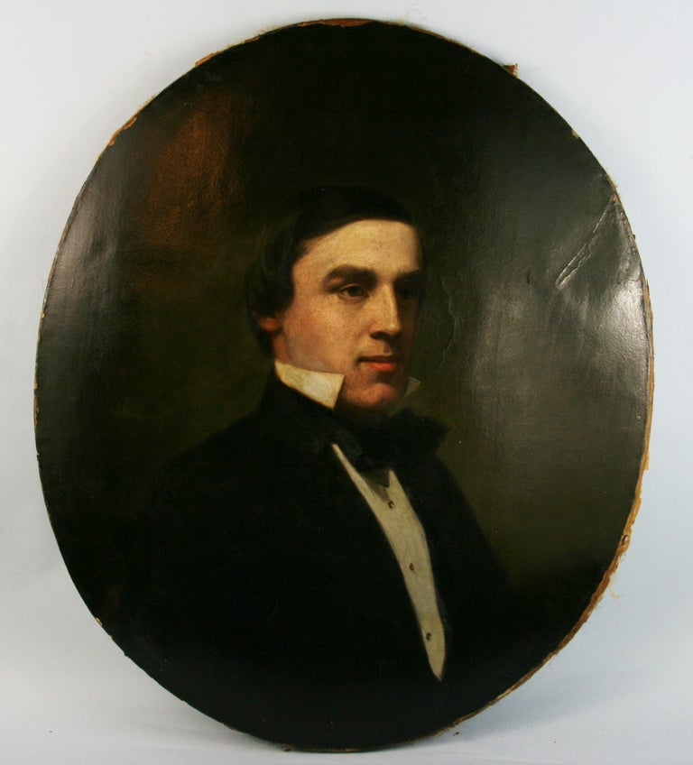 Antique American Gentleman Portrait 1890 - Painting by Unknown