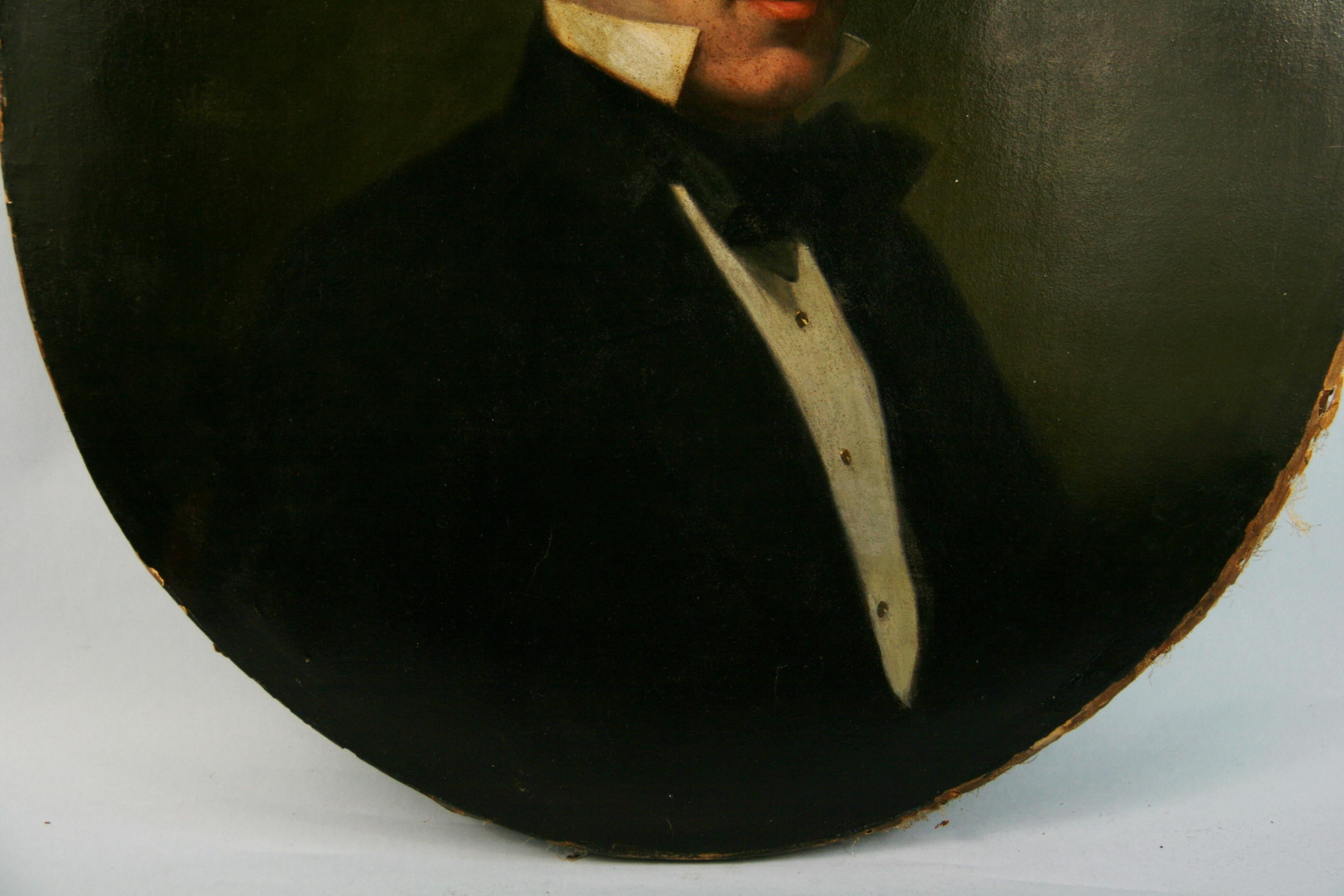 Antique American Gentleman Portrait 1890 - Black Portrait Painting by Unknown