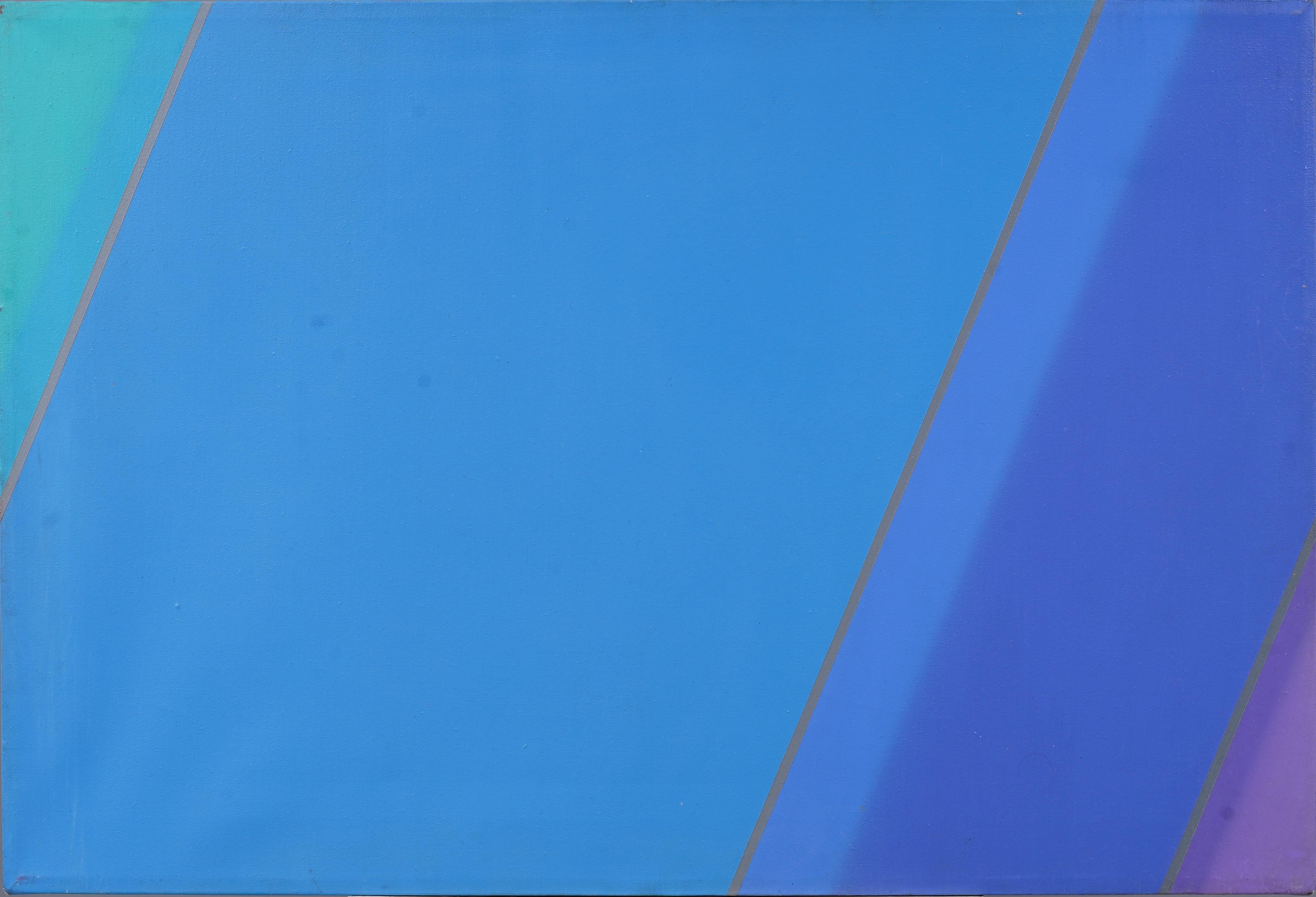Pittura ad olio antica americana geometrica astratta del Mid Century di grandi dimensioni - Painting di Unknown