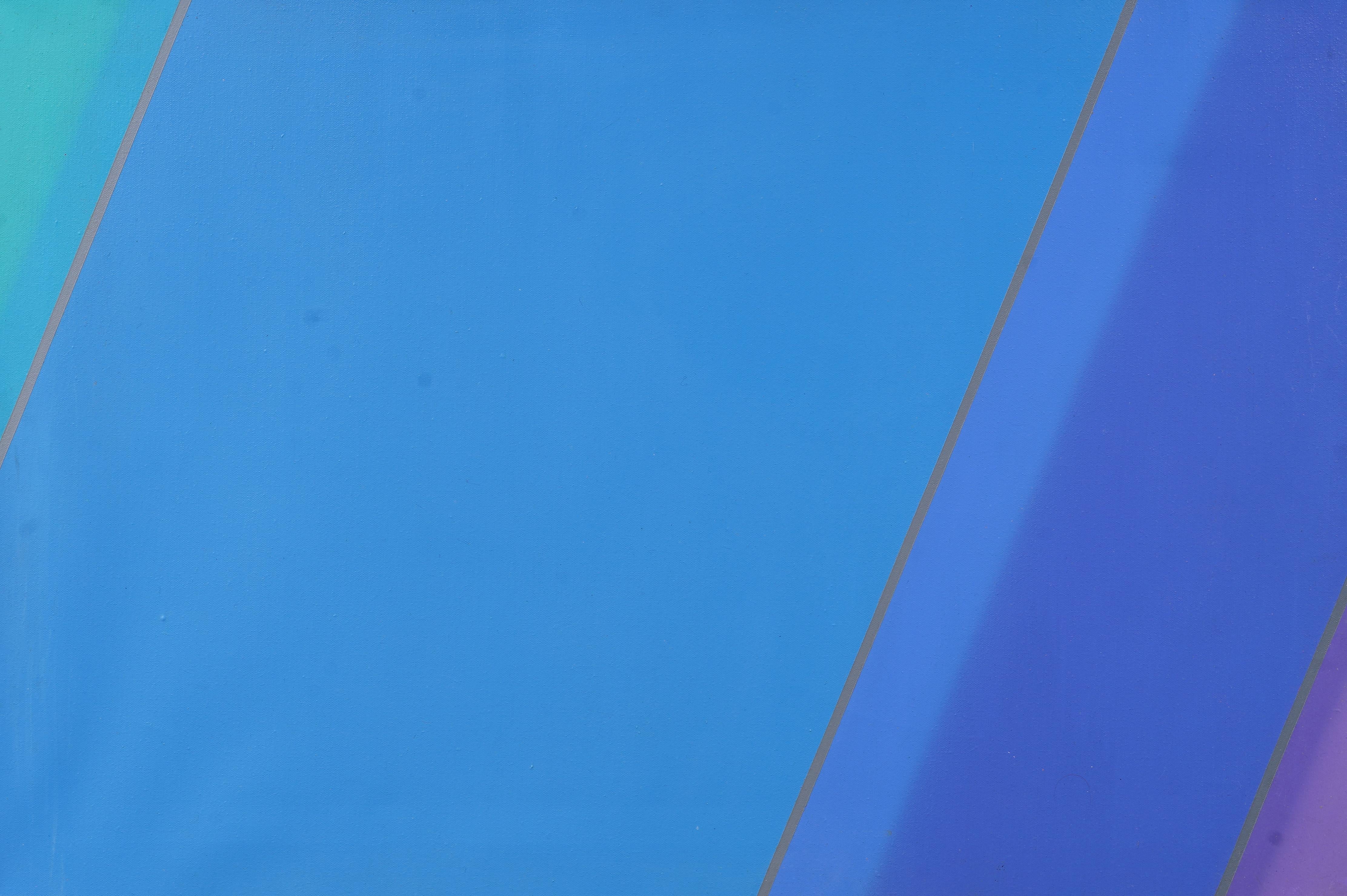 Pittura ad olio antica americana geometrica astratta del Mid Century di grandi dimensioni - Painting Astrattismo geometrico di Unknown