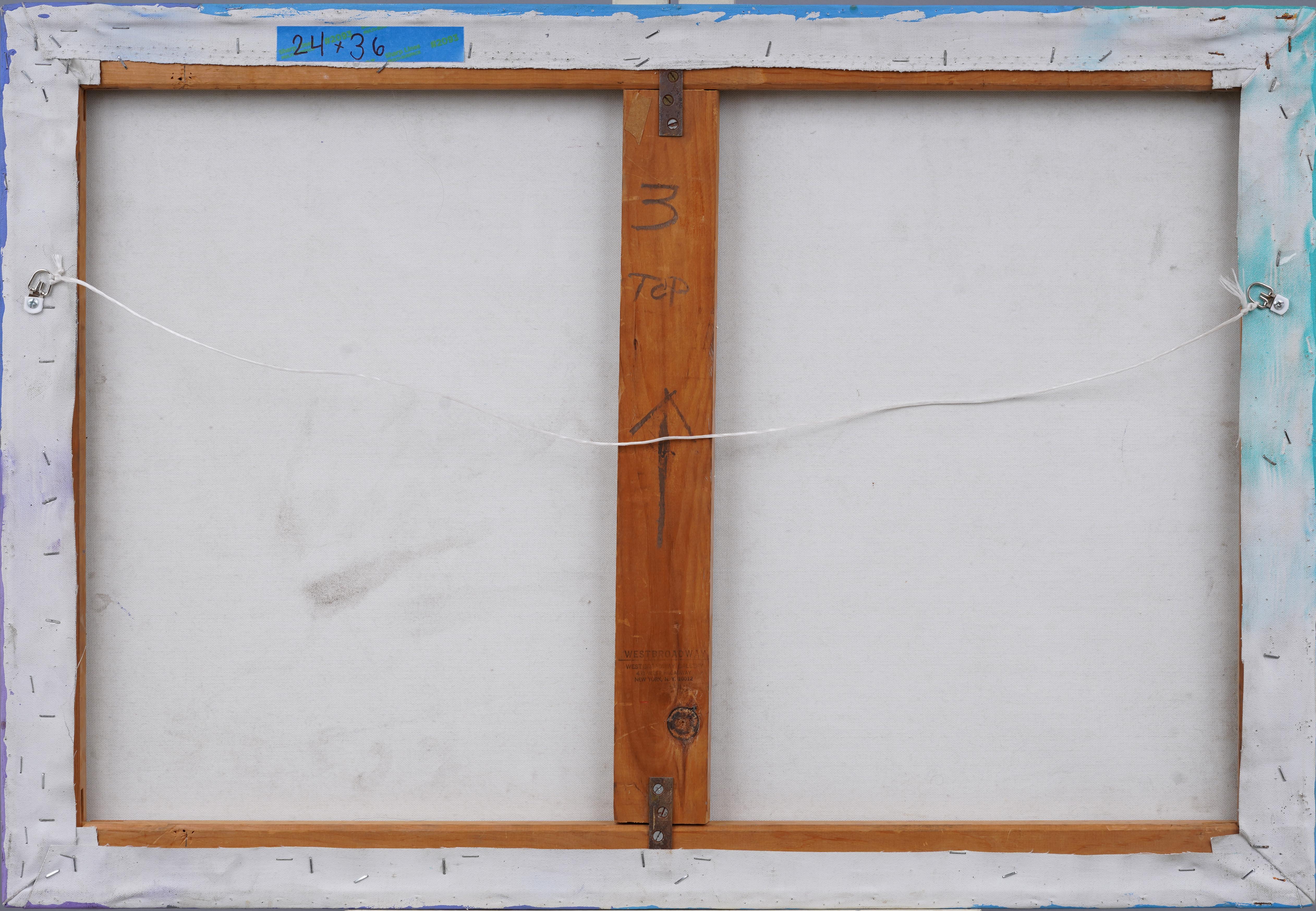 Quadro ad olio astratto geometrico della metà del secolo, ben dipinto.  Olio su tela.  