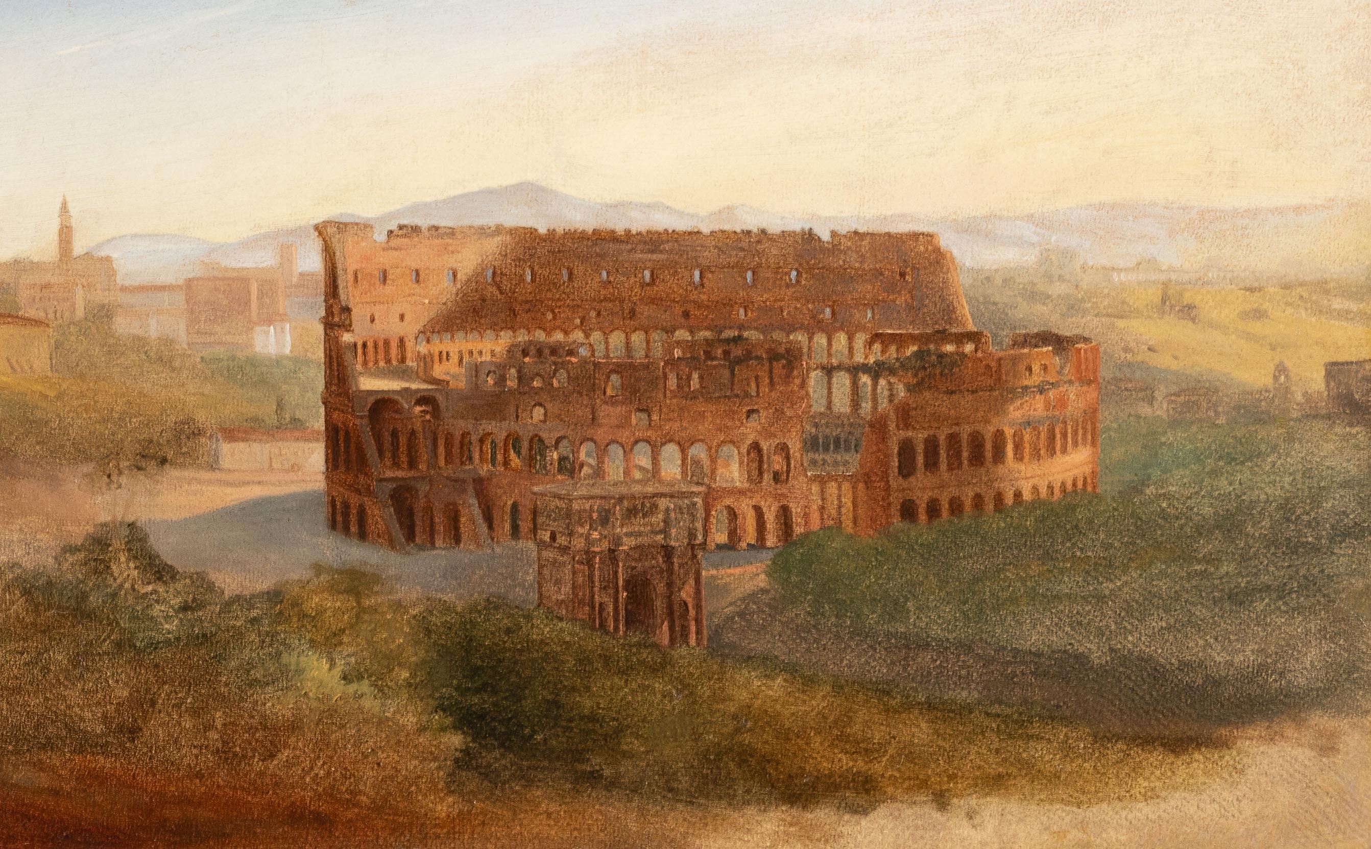 Antique American Hudson River School Colosseum Italian Oil Painting Landscape For Sale 3