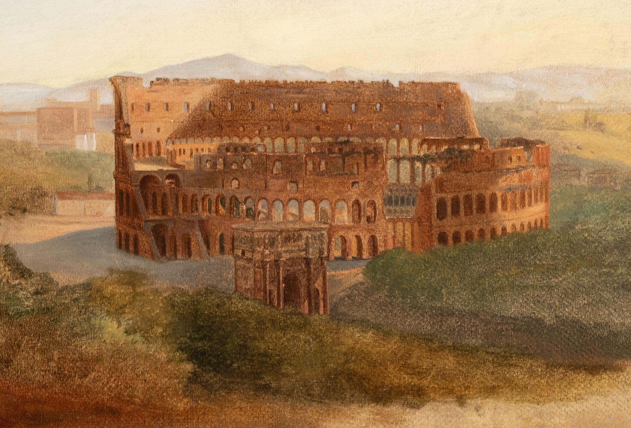 Antique American Hudson River School Colosseum Italian Oil Painting Landscape For Sale 4