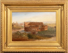 Antique American Hudson River School Colosseum Italian Oil Painting Landscape