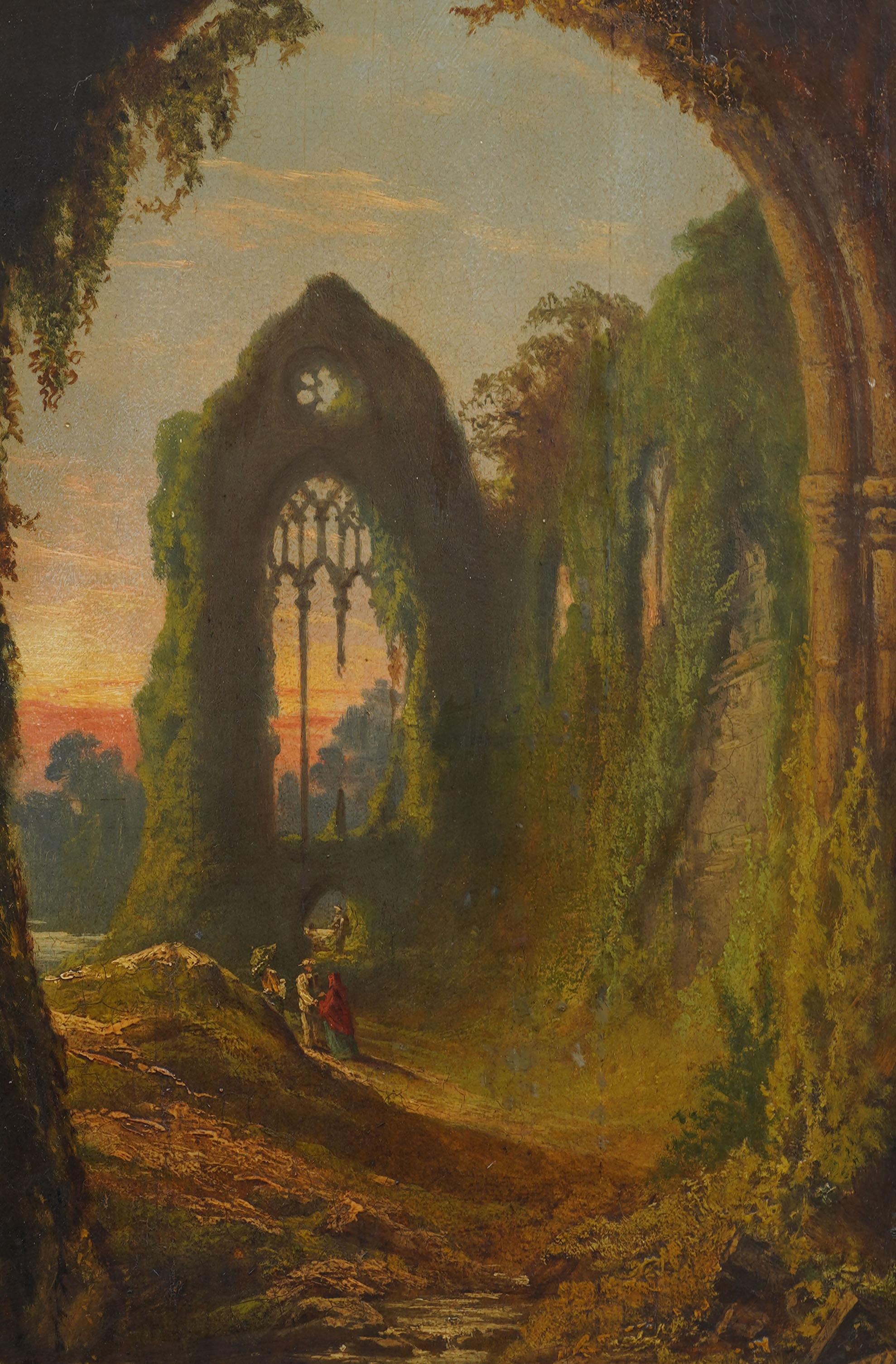 Antike amerikanische Hudson River School Sonnenuntergang Landschaft Monogramme Ölgemälde im Angebot 2