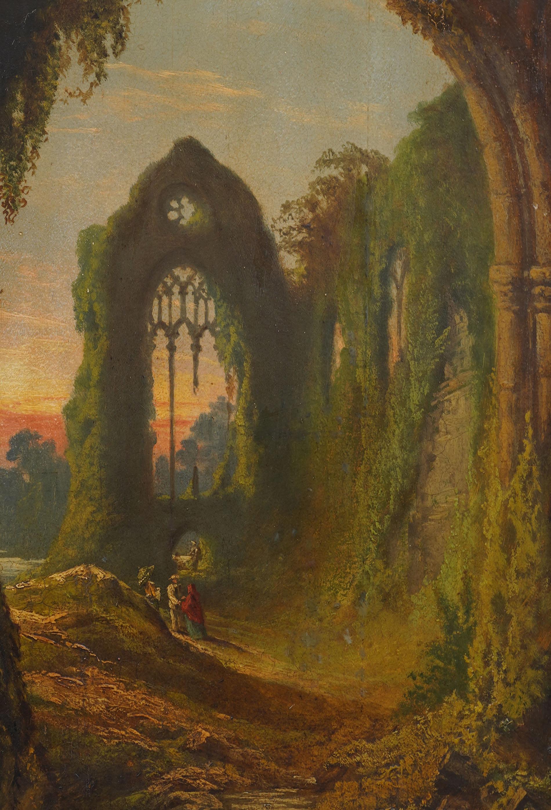 Antike amerikanische Hudson River School Sonnenuntergang Landschaft Monogramme Ölgemälde im Angebot 3