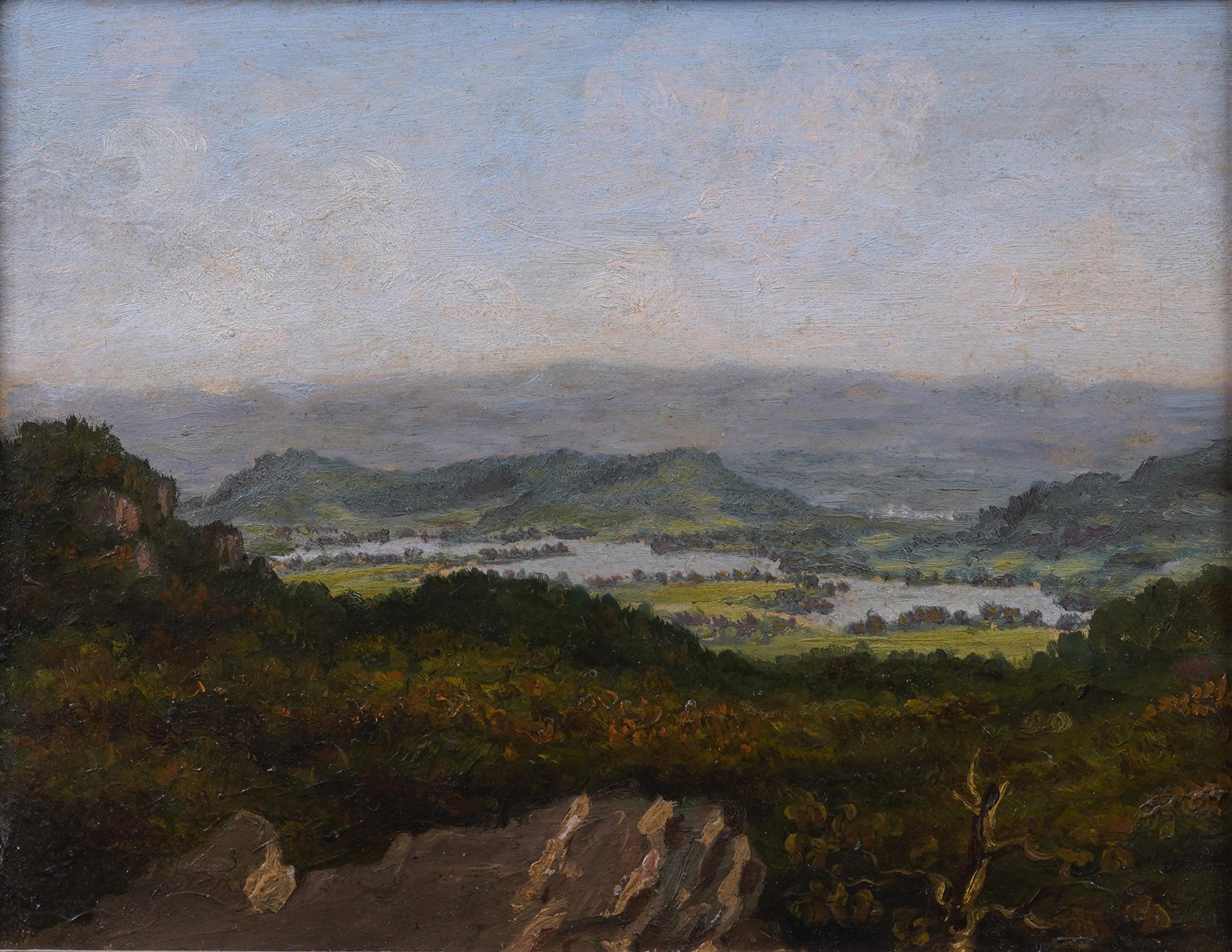 Antico dipinto ad olio americano importante del XIX secolo della Scuola del fiume Hudson con cornice - Painting Hudson River School di Unknown