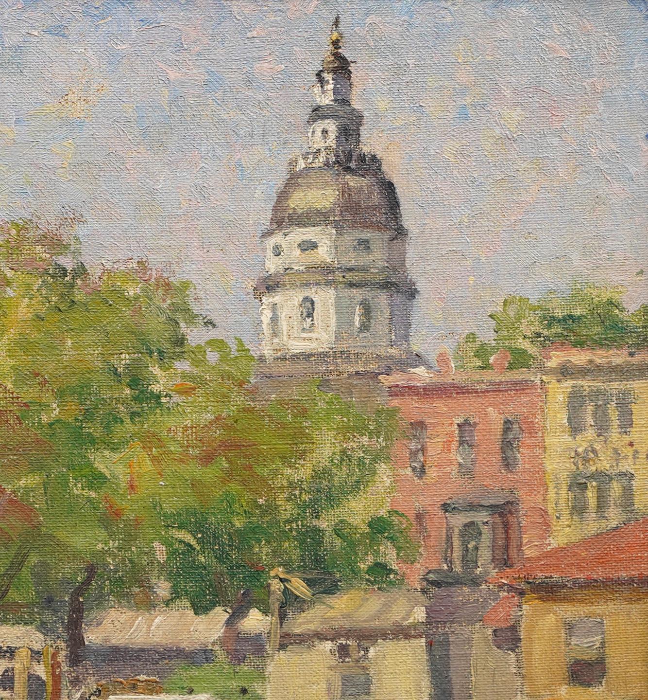 Antique American Impressionist Annapolis Maryland Framed Signed Oil Painting 3
