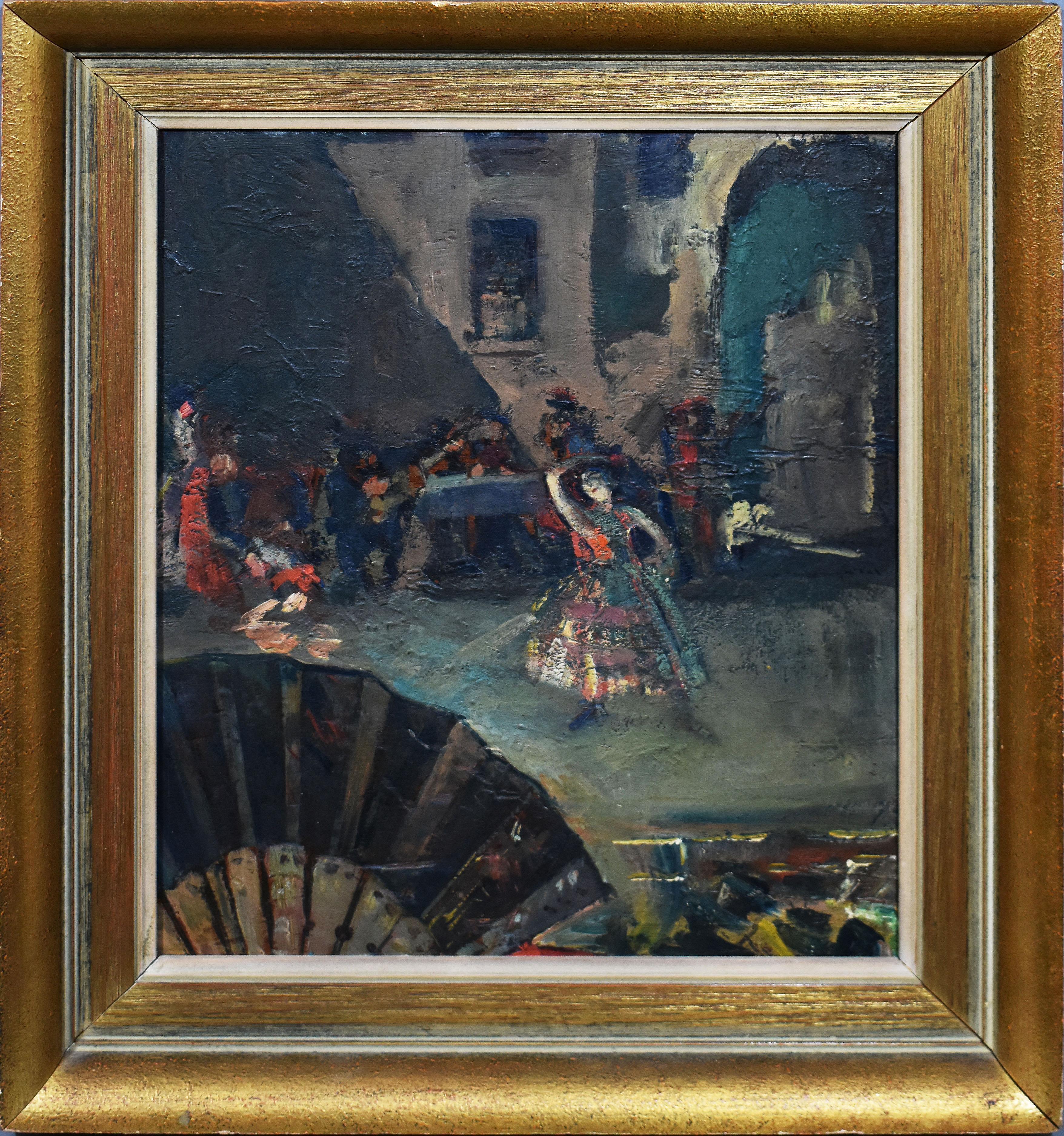 Unknown Landscape Painting - Antique American Impressionist Ashcan School Flamenco Dancer Spain Oil Painting